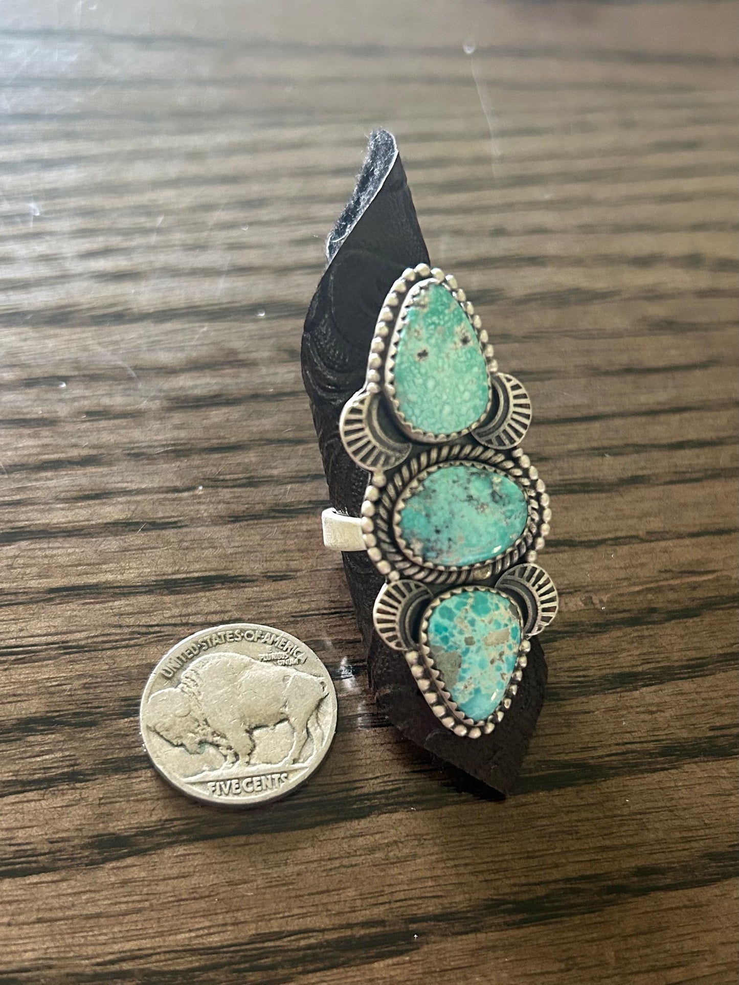 White Water Turquoise 3 Stone Ring