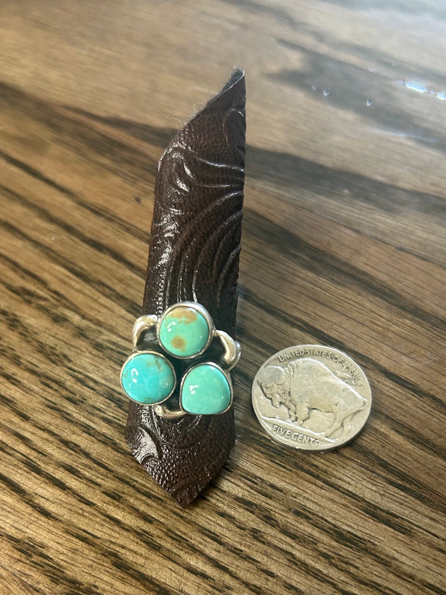 3 Stone Turquoise Cluster Ring