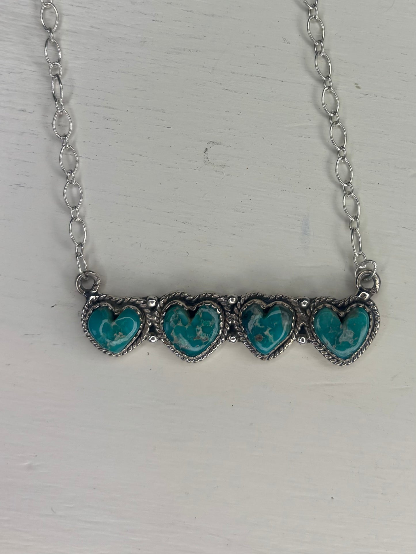 White Water Heart Bar Necklace