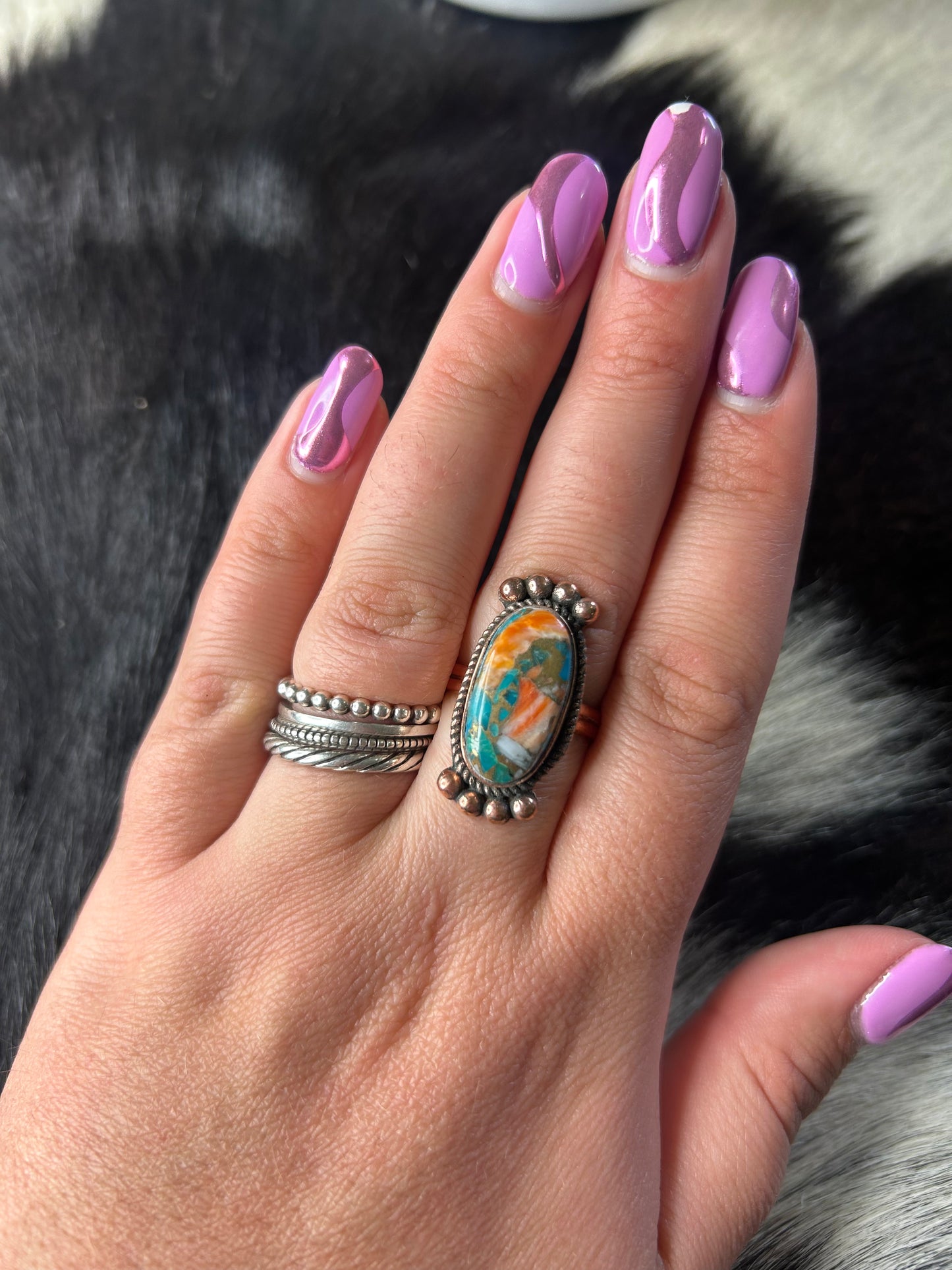 Spiny Turquoise Copper Ring