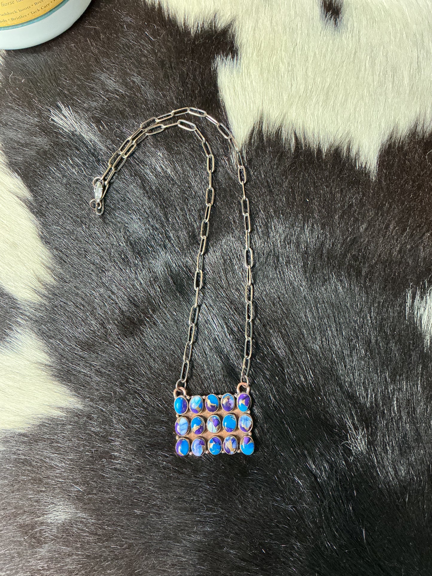 Purple Dahlia Copper Bar Necklace
