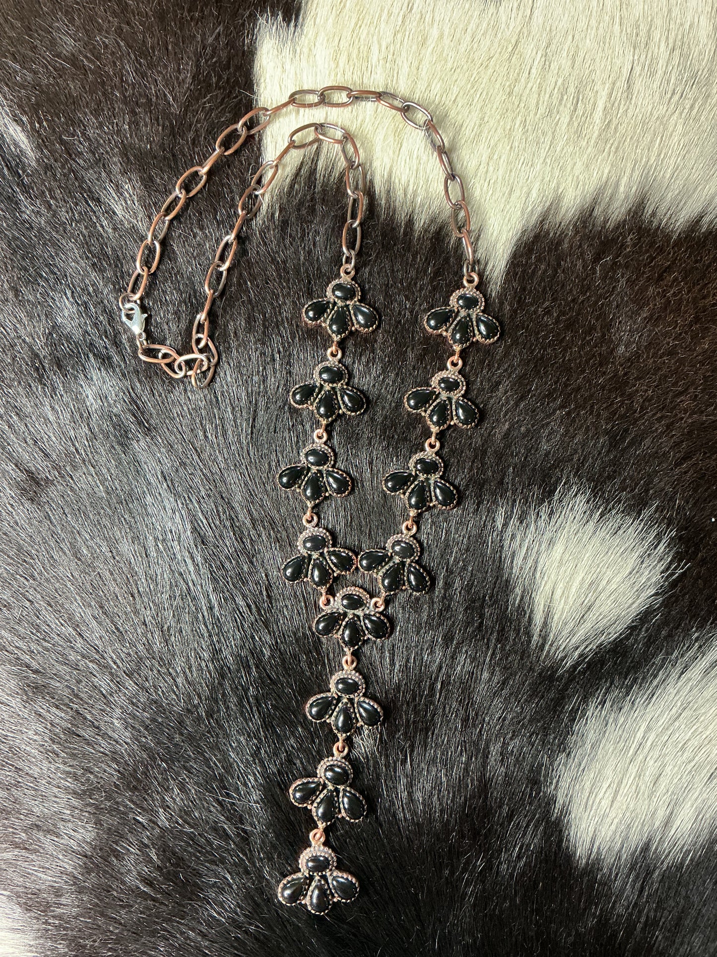 Black Onyx Copper Lariat