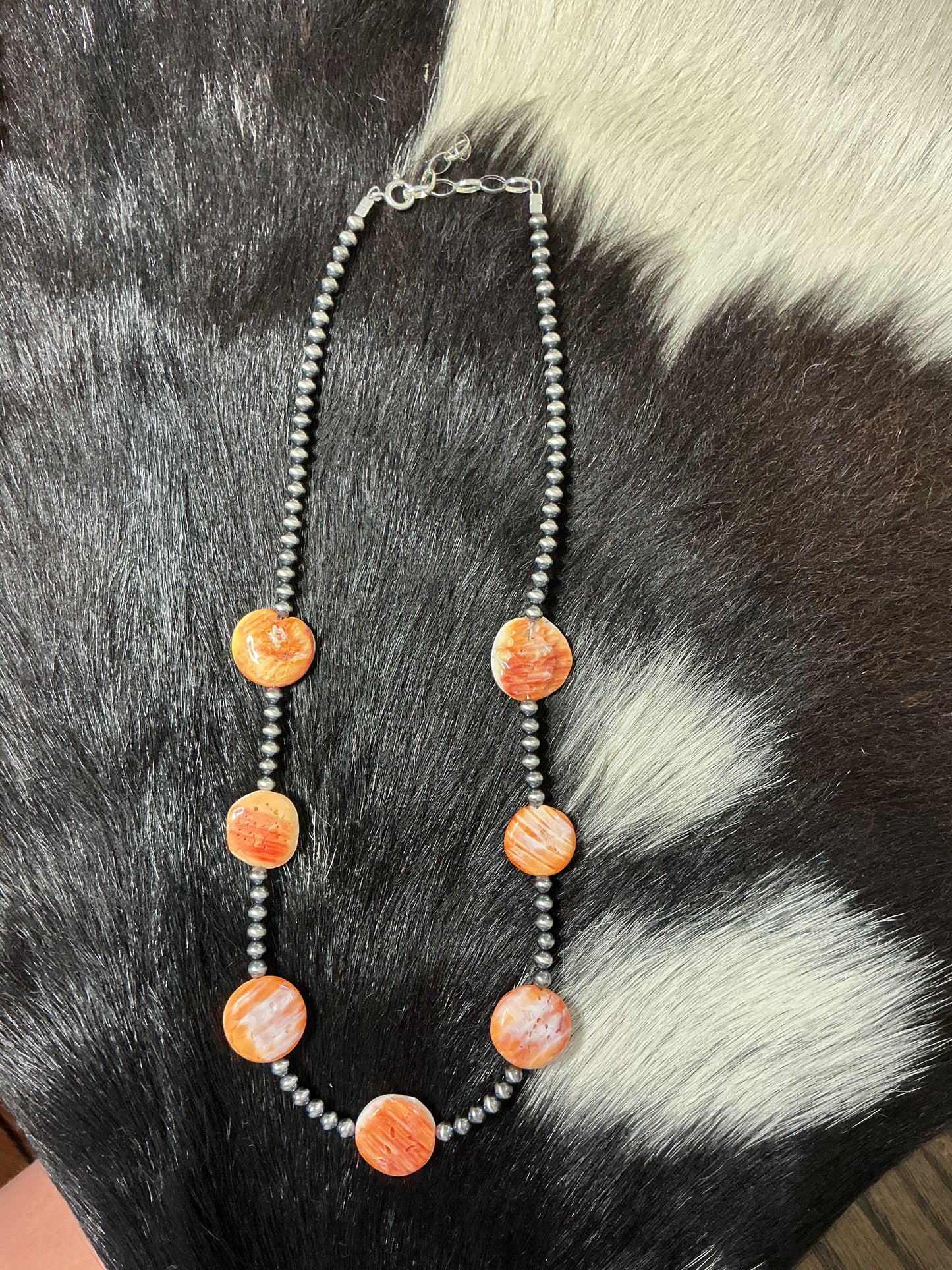 Orange Spiny Circle Necklace