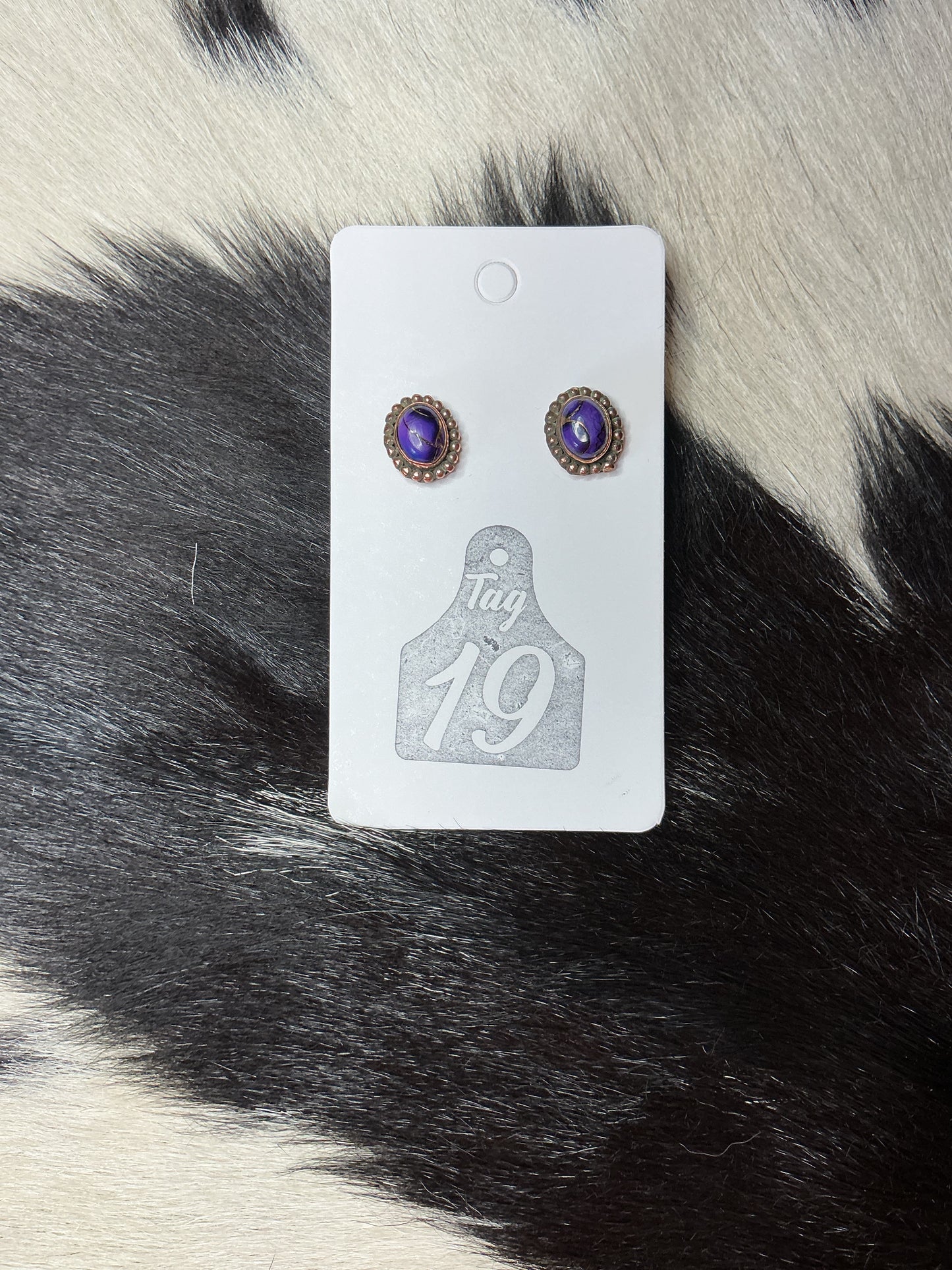 Purple Dahlia Copper Stud Earrings
