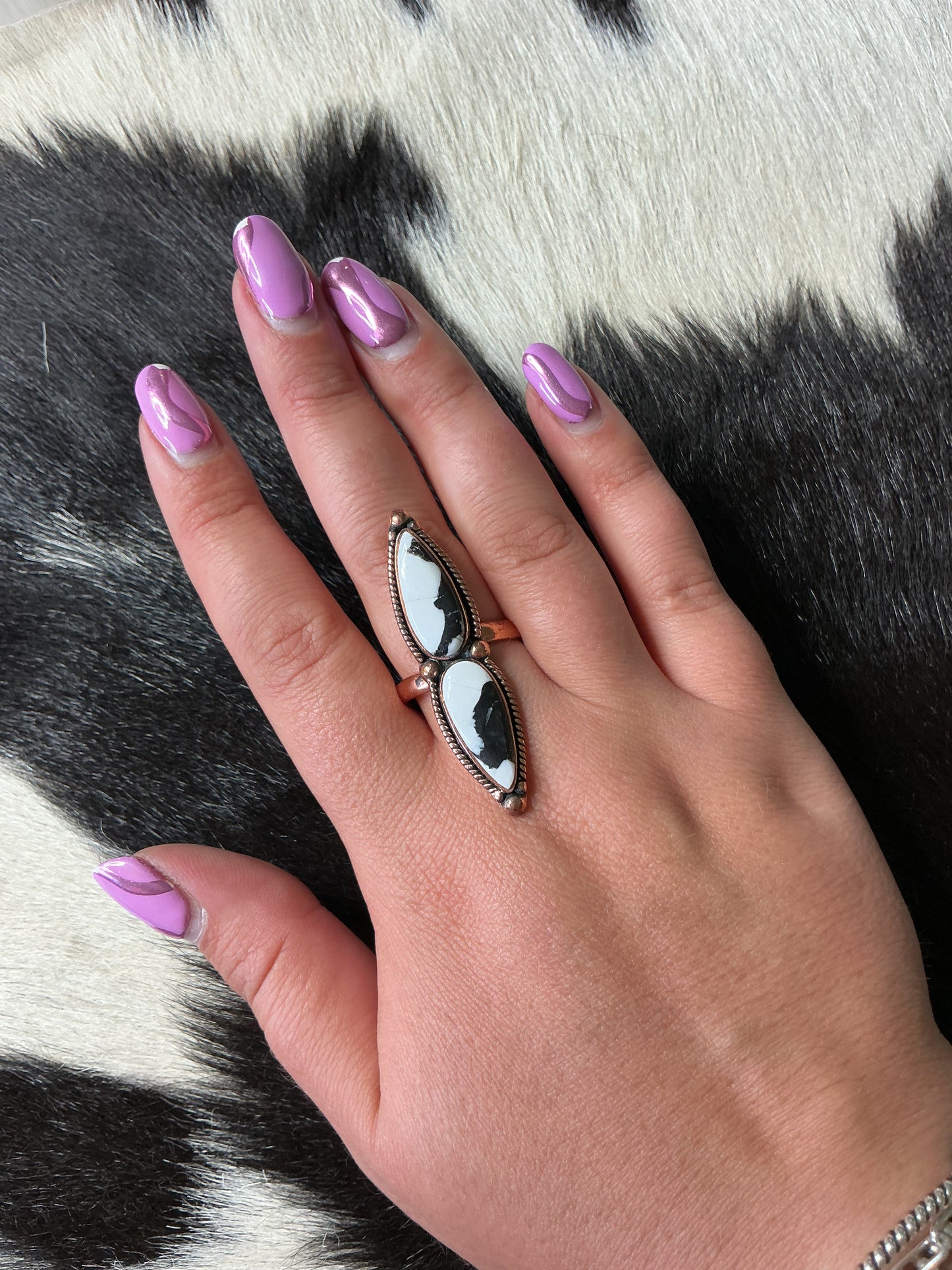 White Buffalo Copper Ring