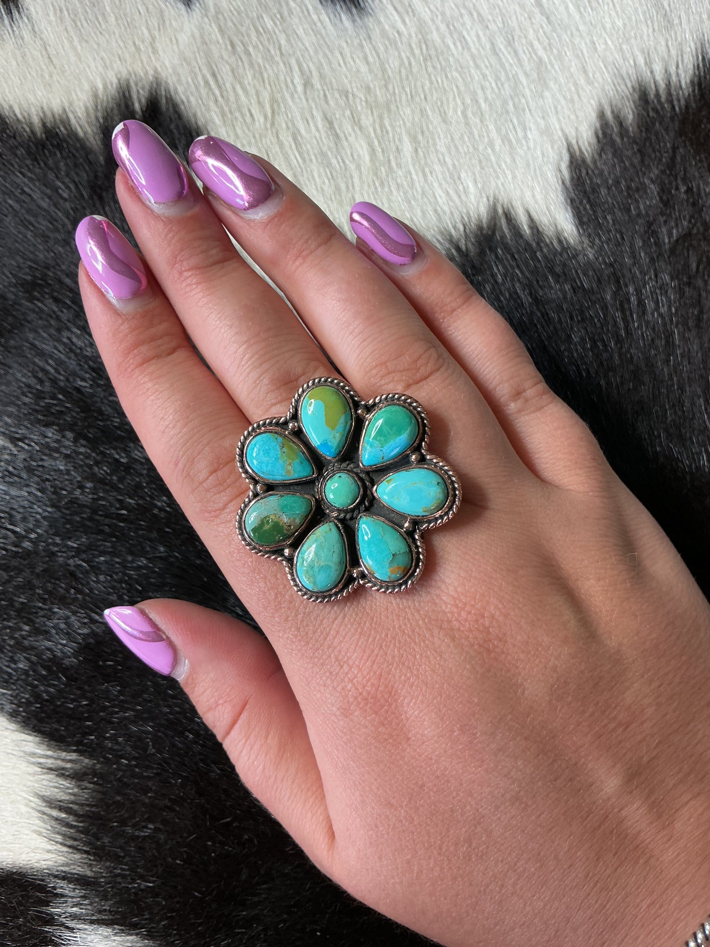 Turquoise Cluster Copper Ring
