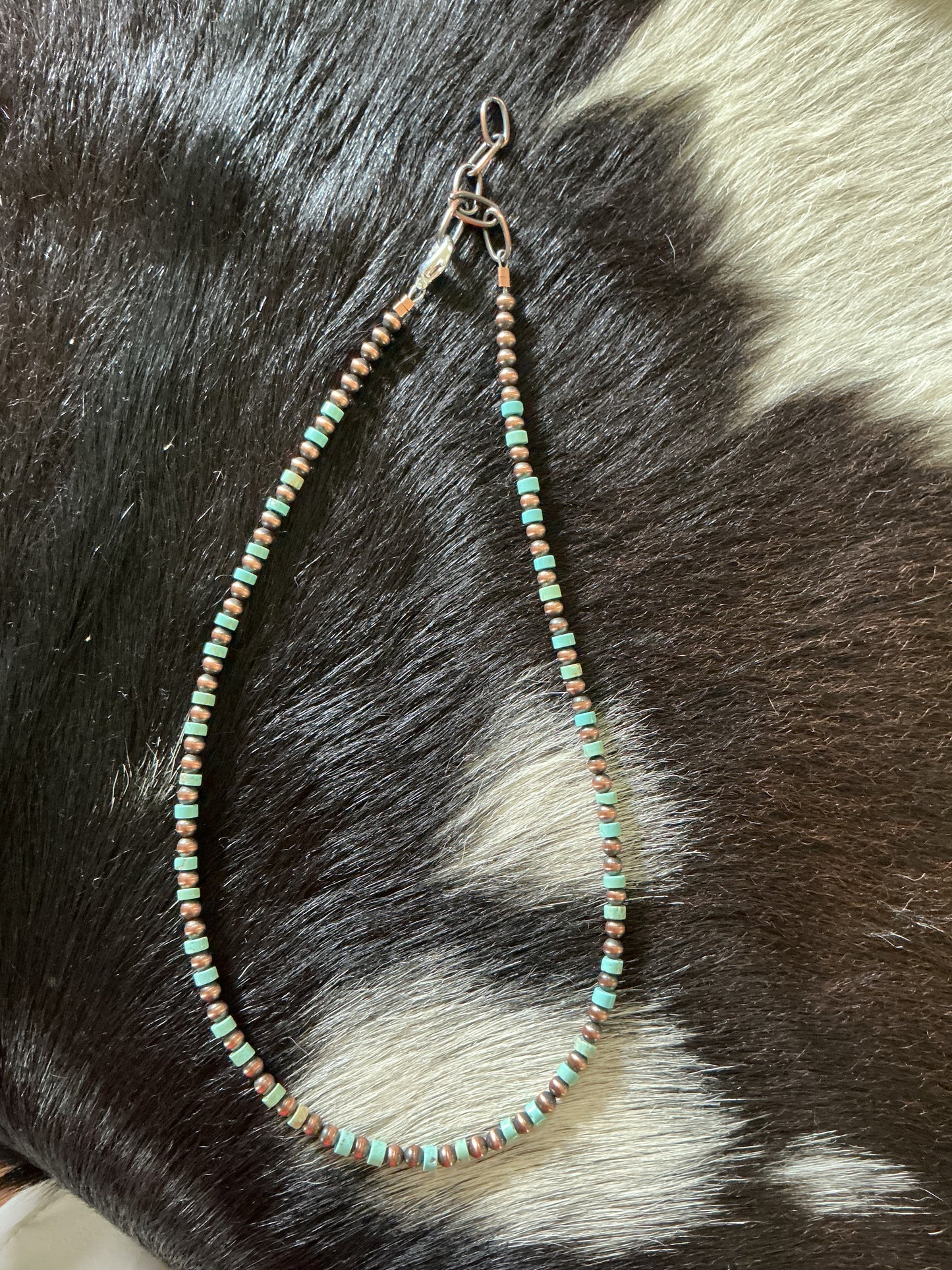 Turquoise & 4mm Copper Pearl Necklace