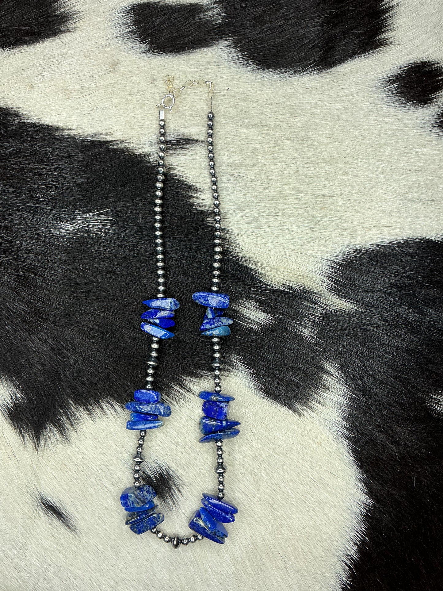 Blue Lapis Chunk Sterling Silver Necklace