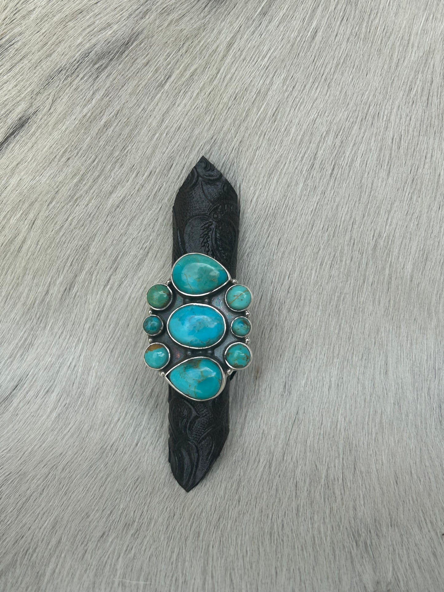 9 Stone Turquoise Ring