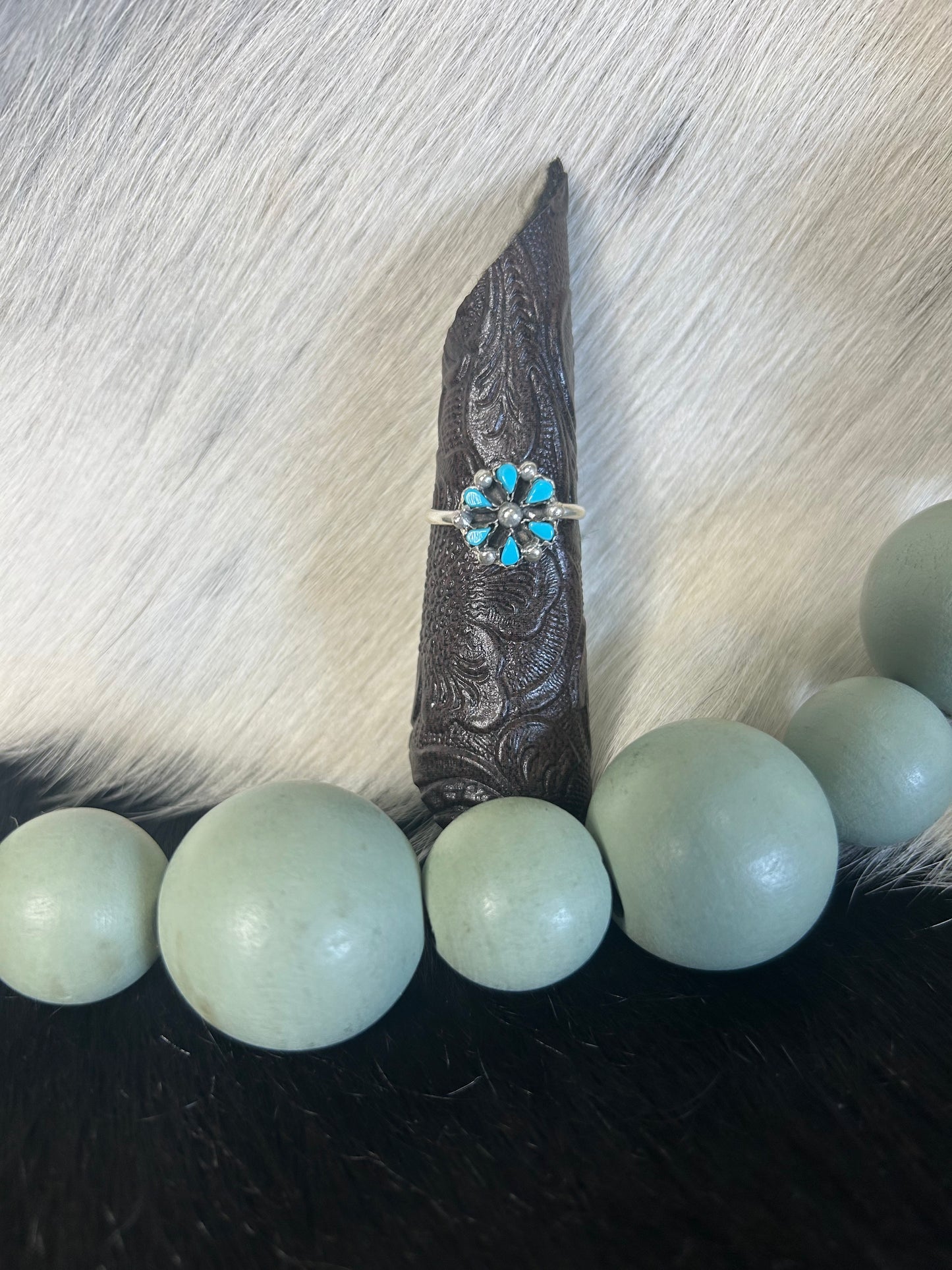 Native Made Turquoise Flower Ring