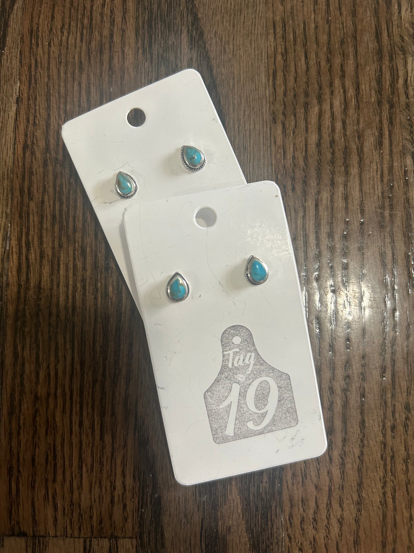 Dainty Turquoise Pear Stud Earrings