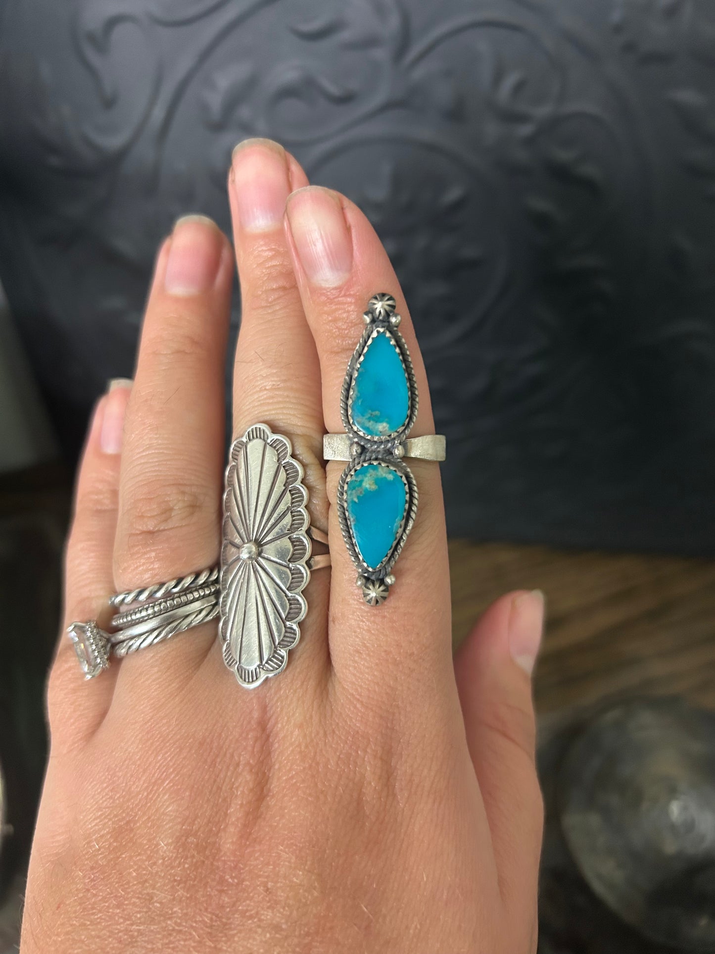 Kingman Turquoise 2 Stone Ring