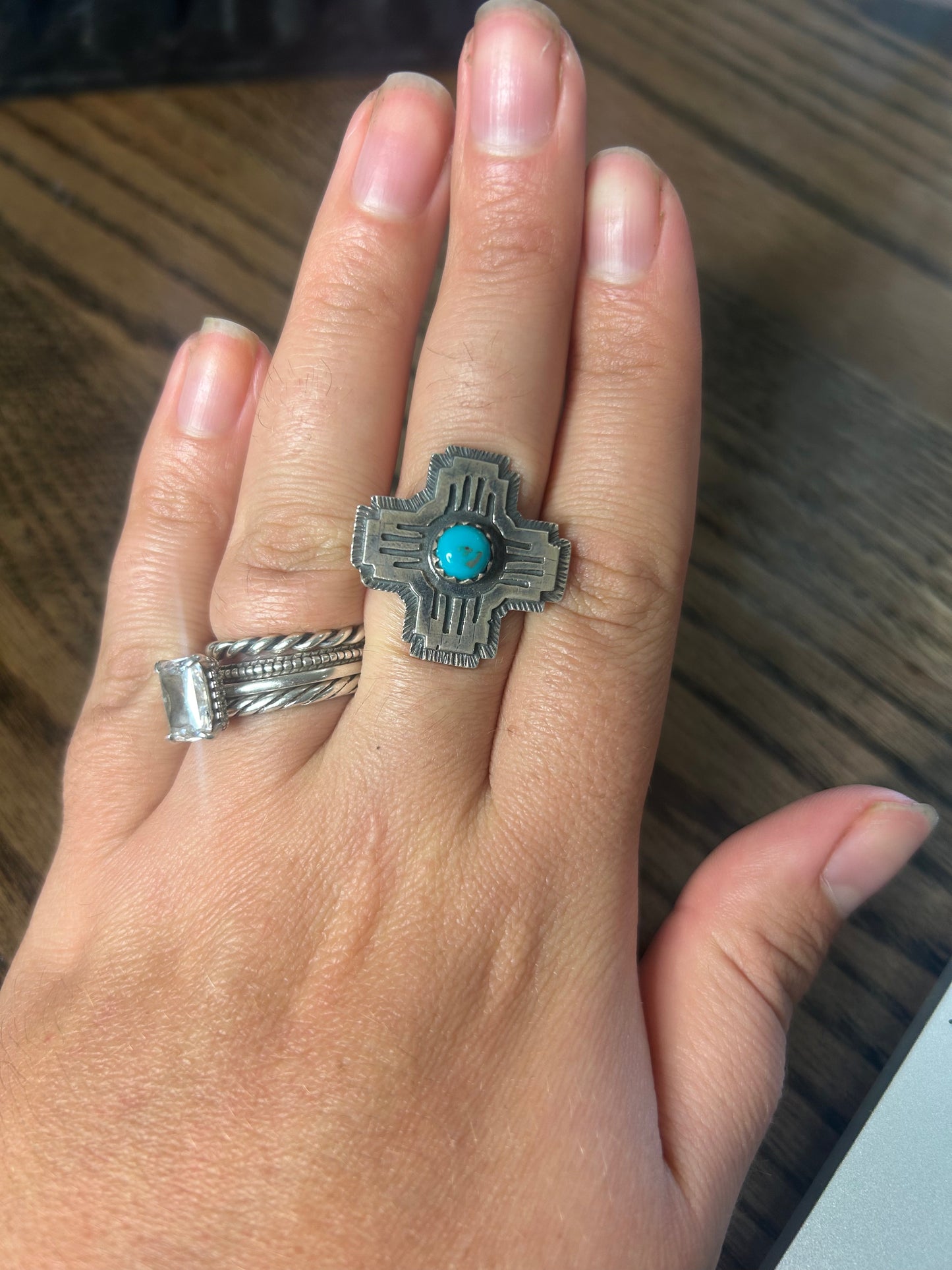 Zia with Blue Turquoise Size 7 Ring