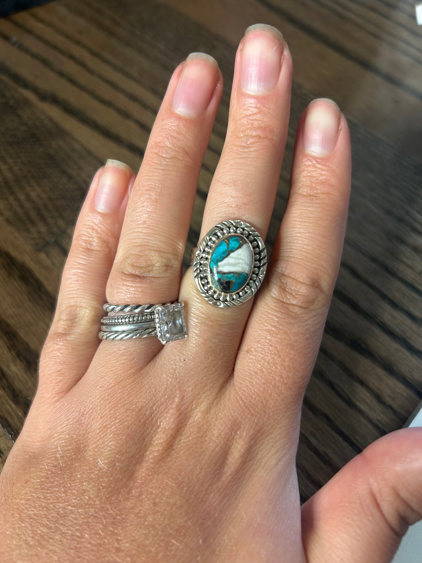 White Buffalo turquoise Size 6.5 Ring