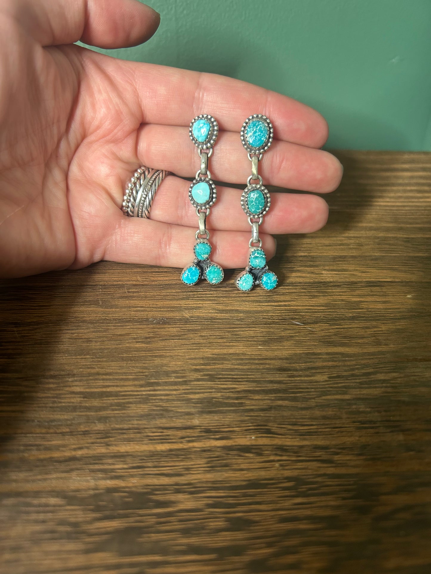 White Water Turquoise Dangle Earrings