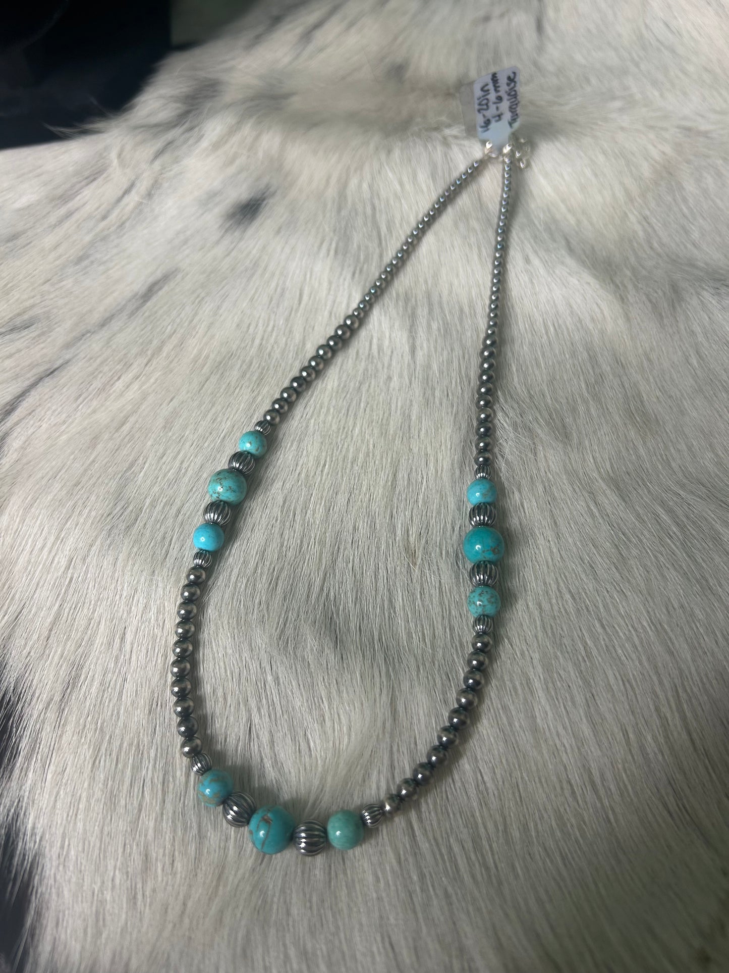 Corrugated pearls & Turquoise Necklace