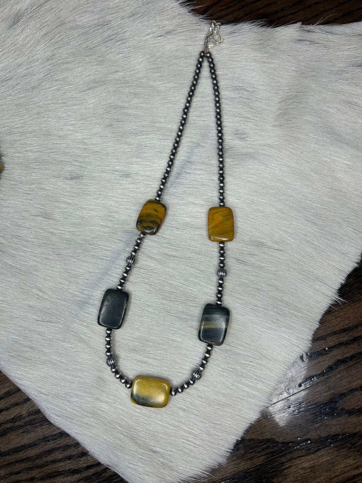 Bumble Bee Jasper Rectangle Necklace