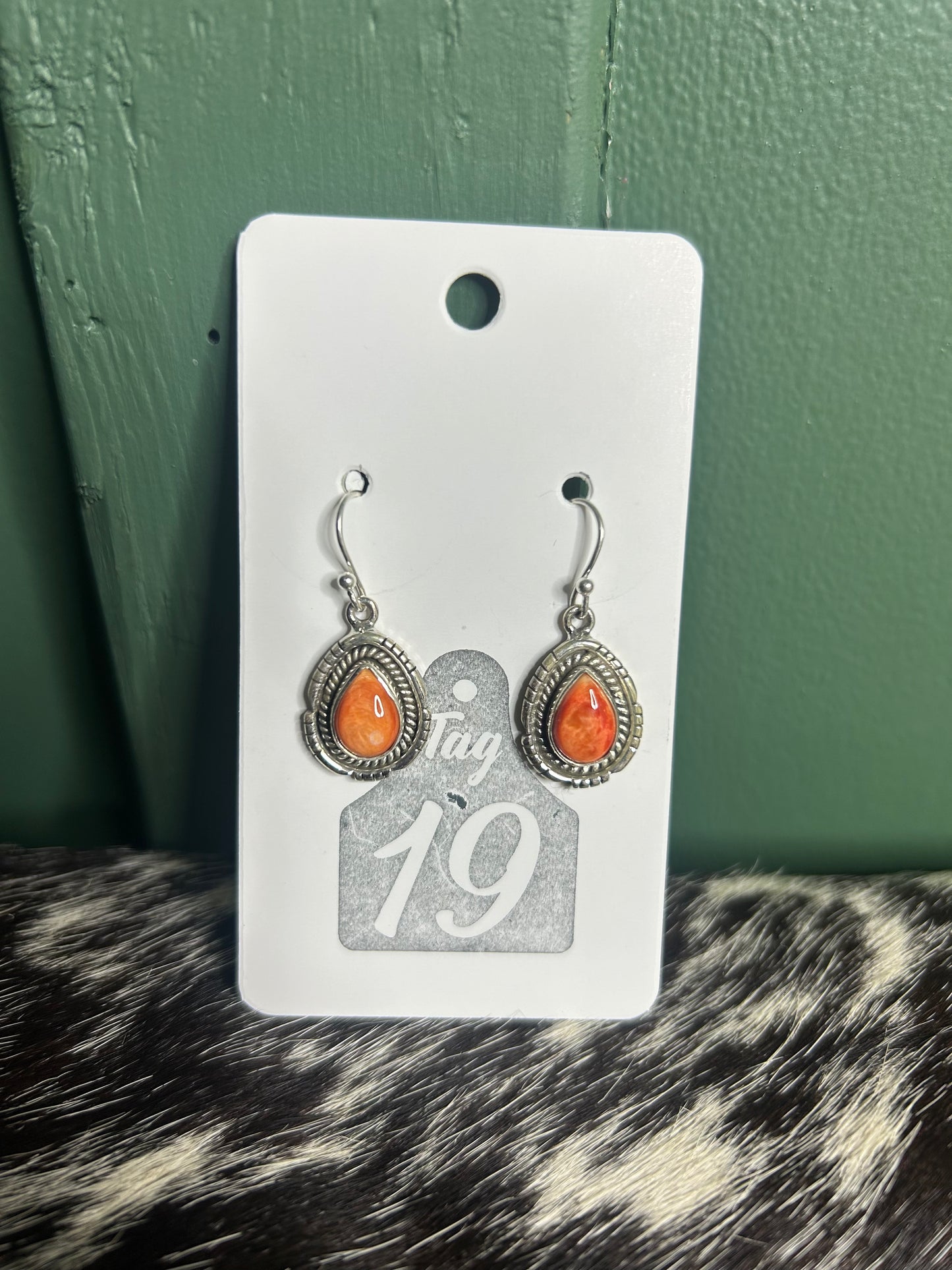Orange Spiny Dangle Earrings
