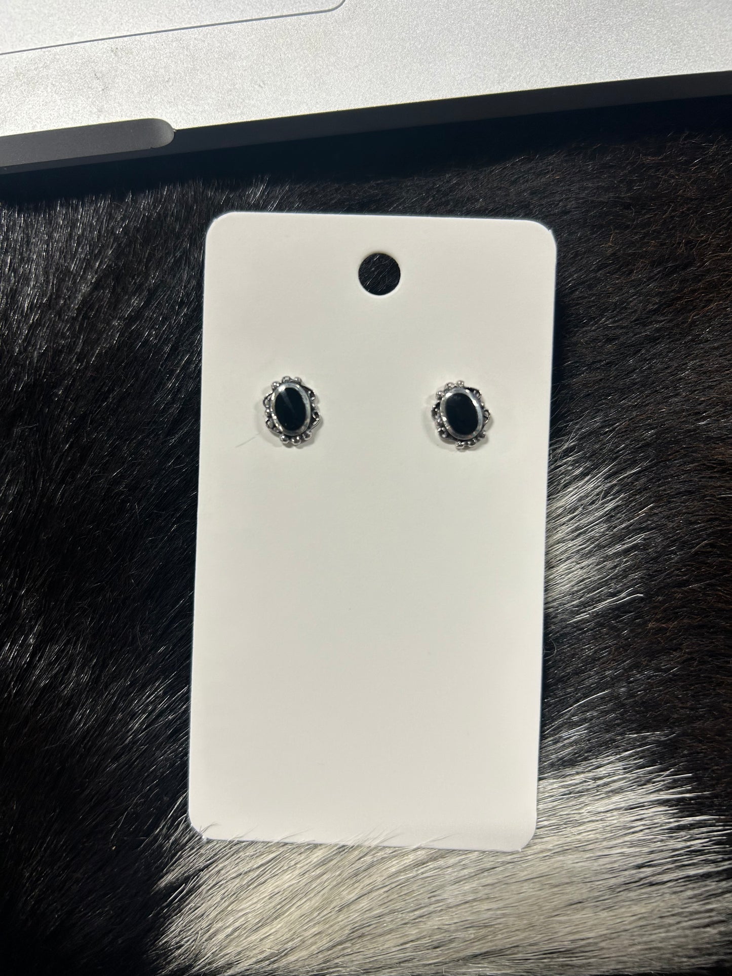 Black Onyx Dainty Oval Stud