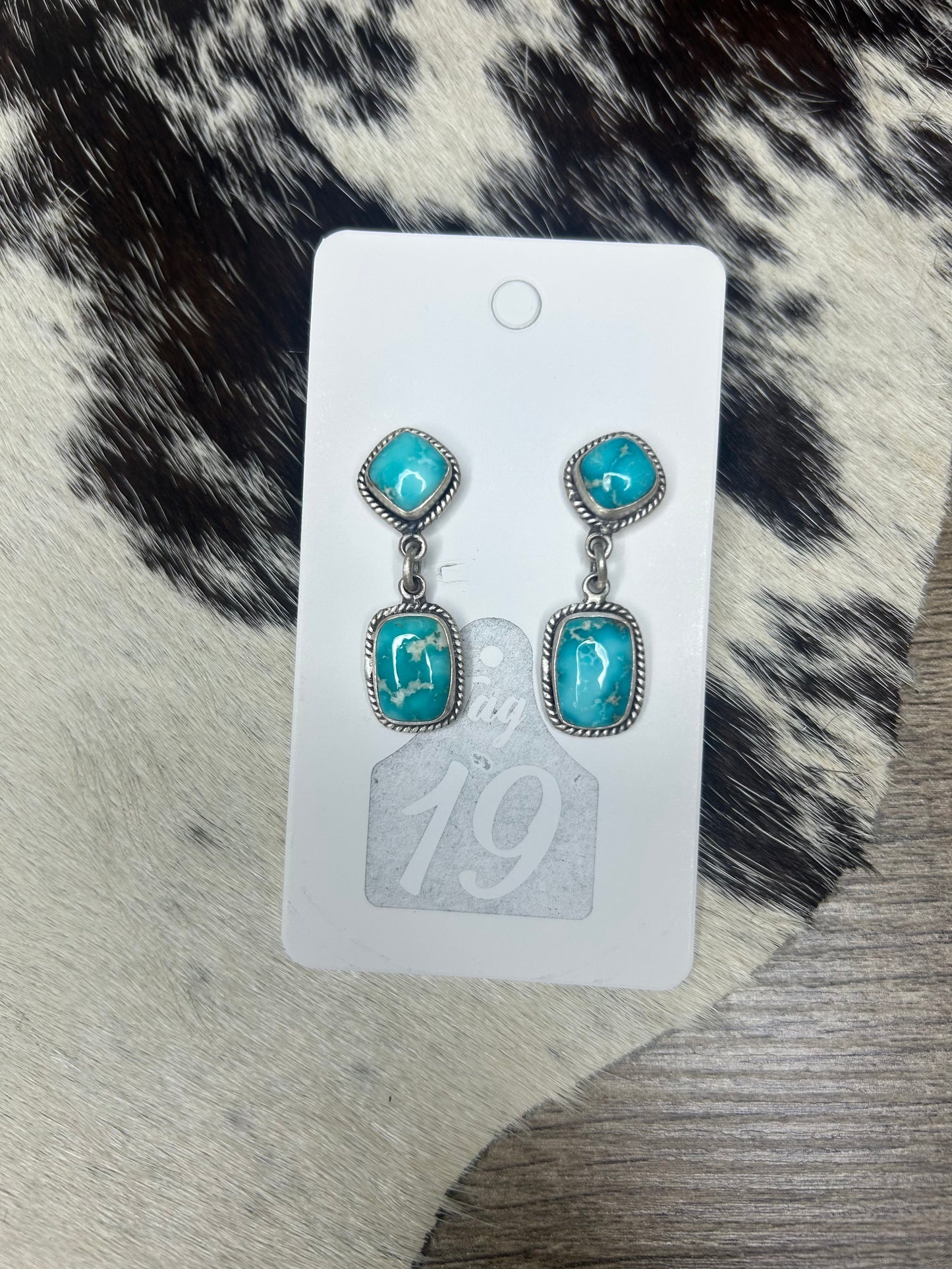 White Water Turquoise Stud Dangle Earring