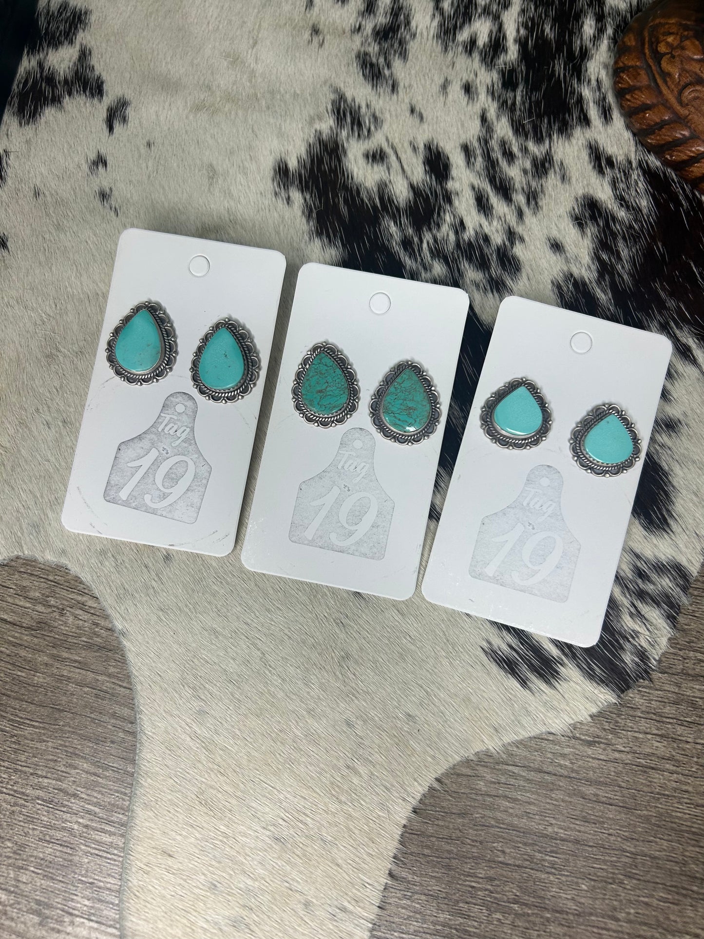 Scalloped Turquoise Stud Earrings