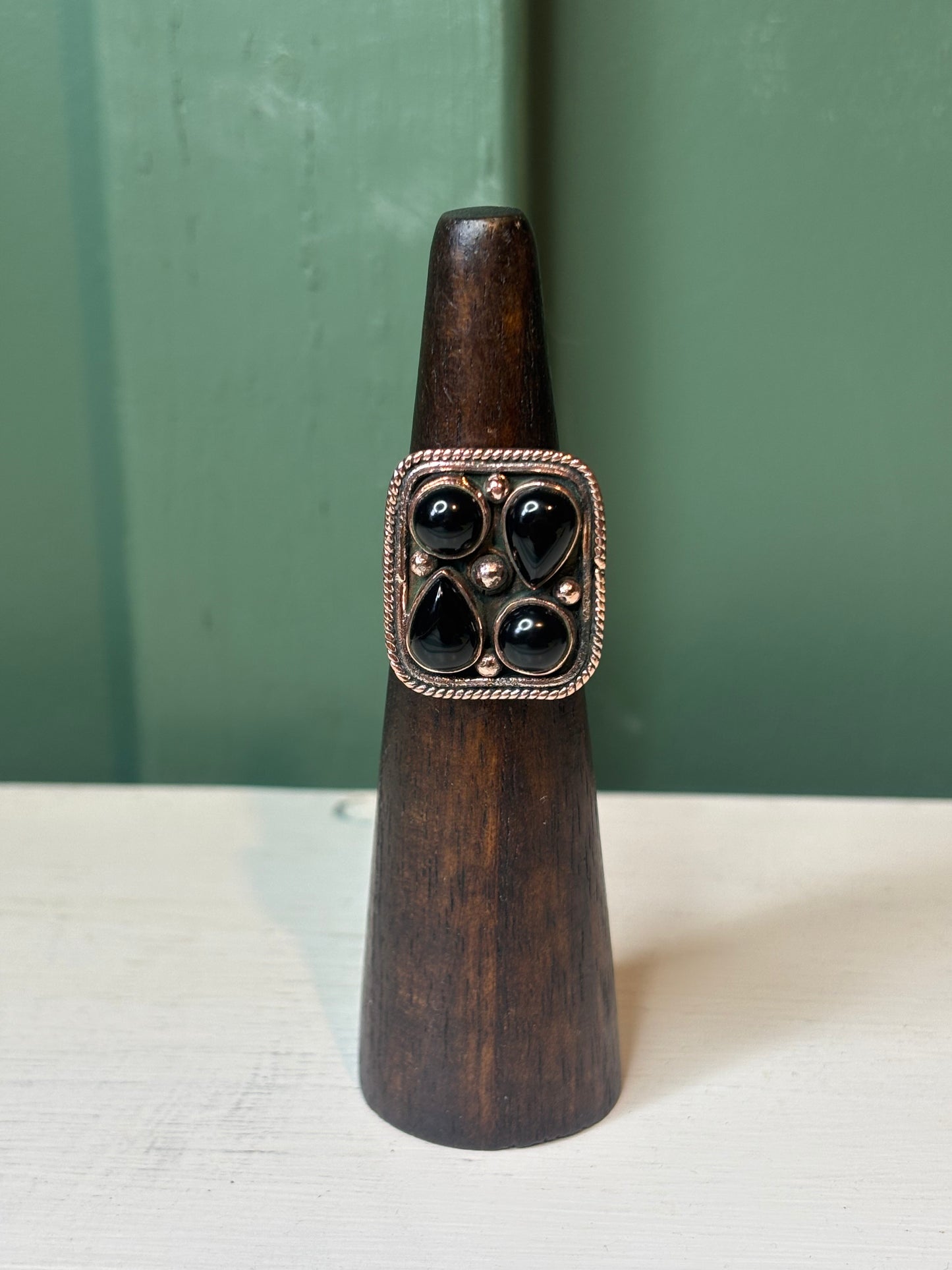 Black Onyx Copper Ring