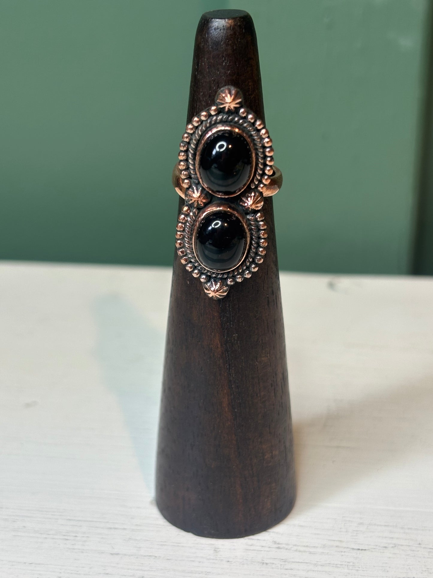 Black Onyx Copper Ring