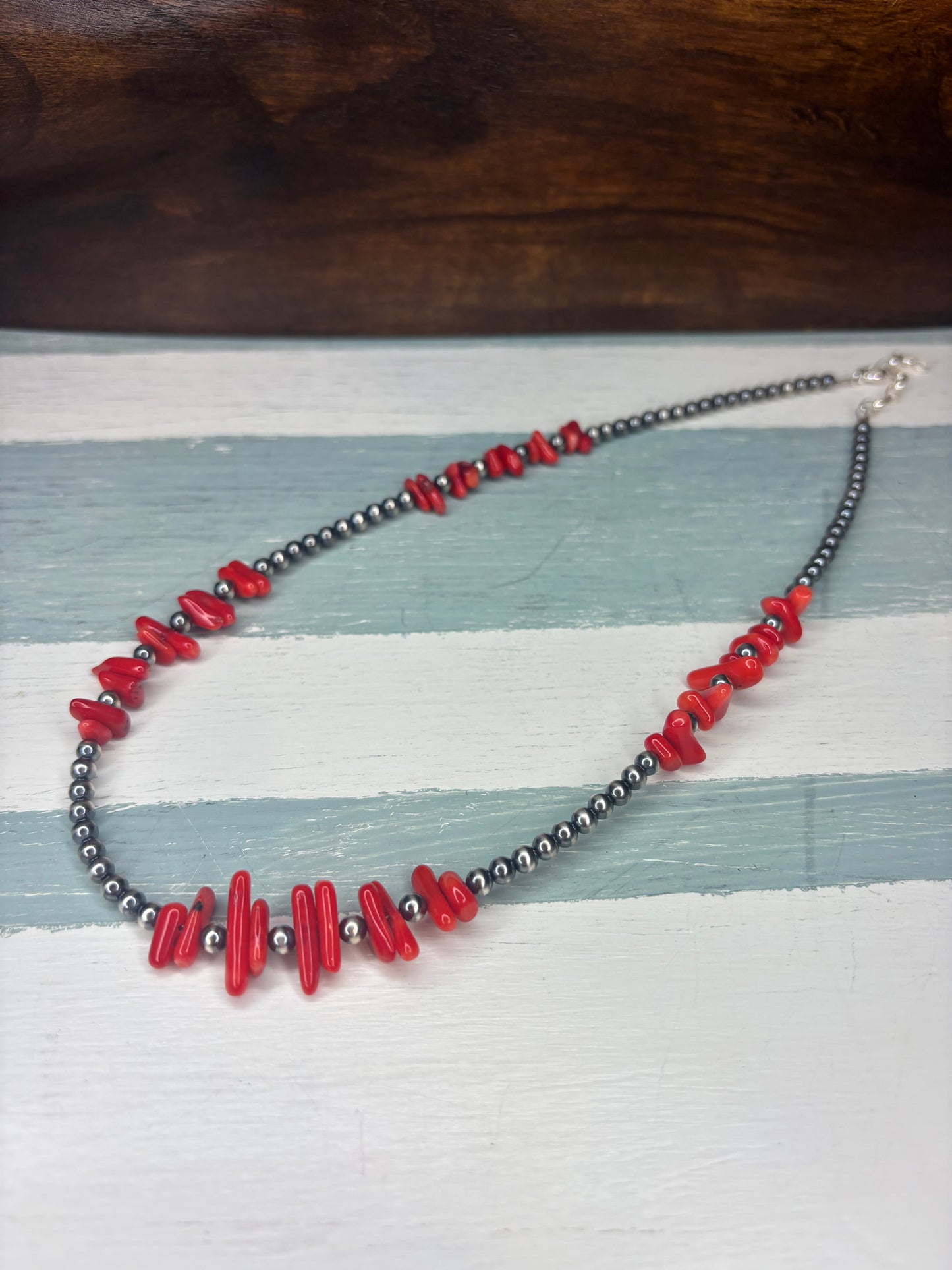 Sterling Silver with Red Coral Necklace