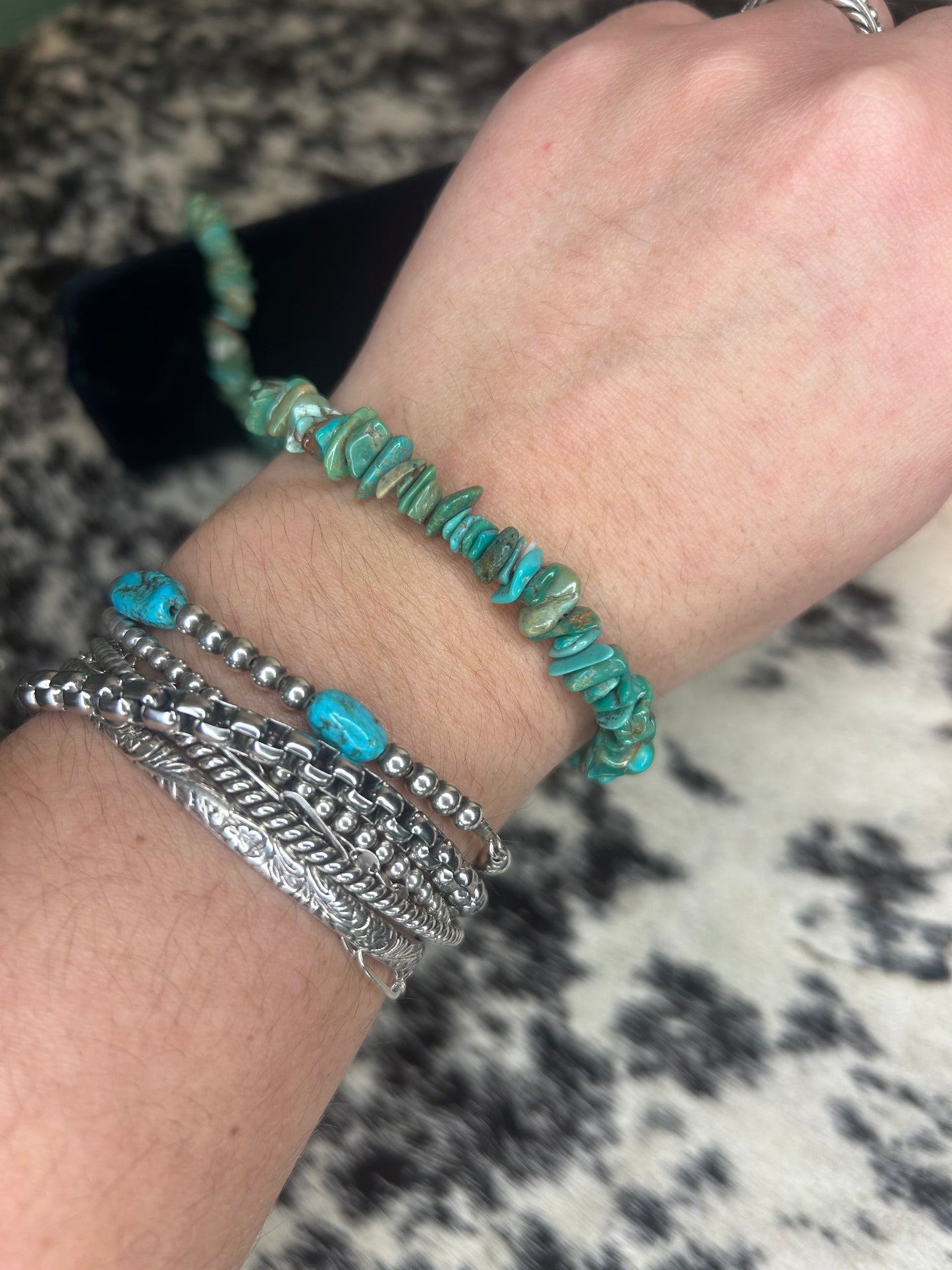 Turquoise Chip Stretch Bracelet