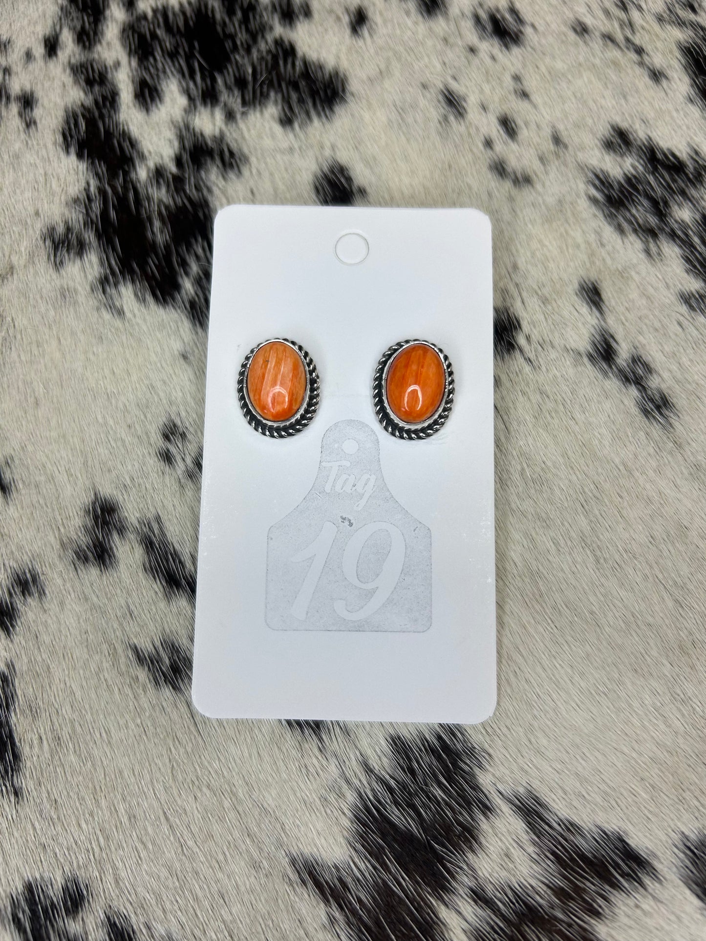 Orange Spiny Stud Earrings