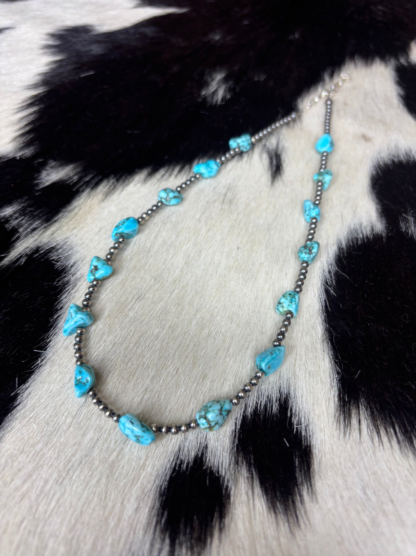 Sterling Silver Genuine Turquoise Necklace