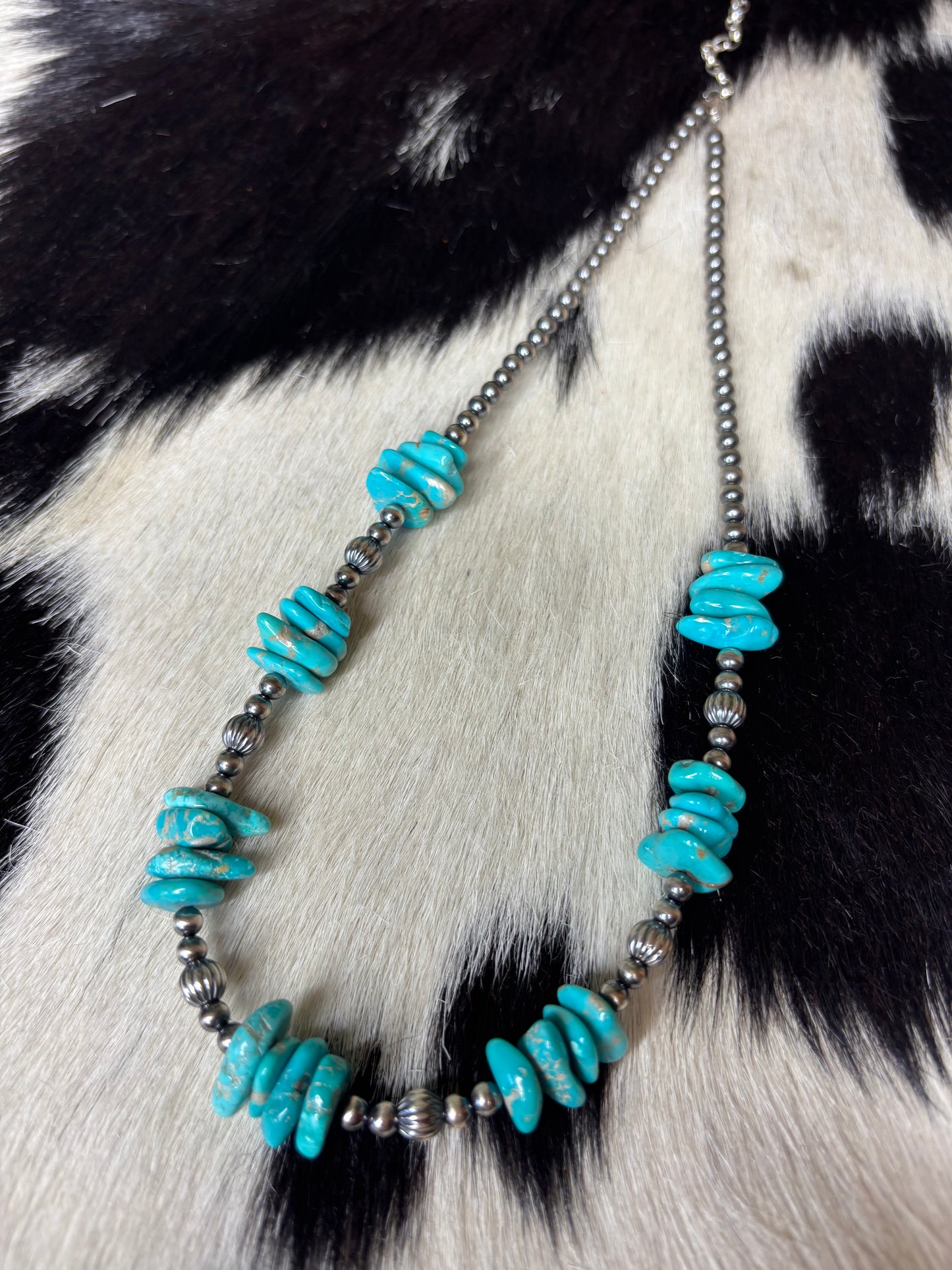 Sterling Silver Genuine Turquoise Necklace