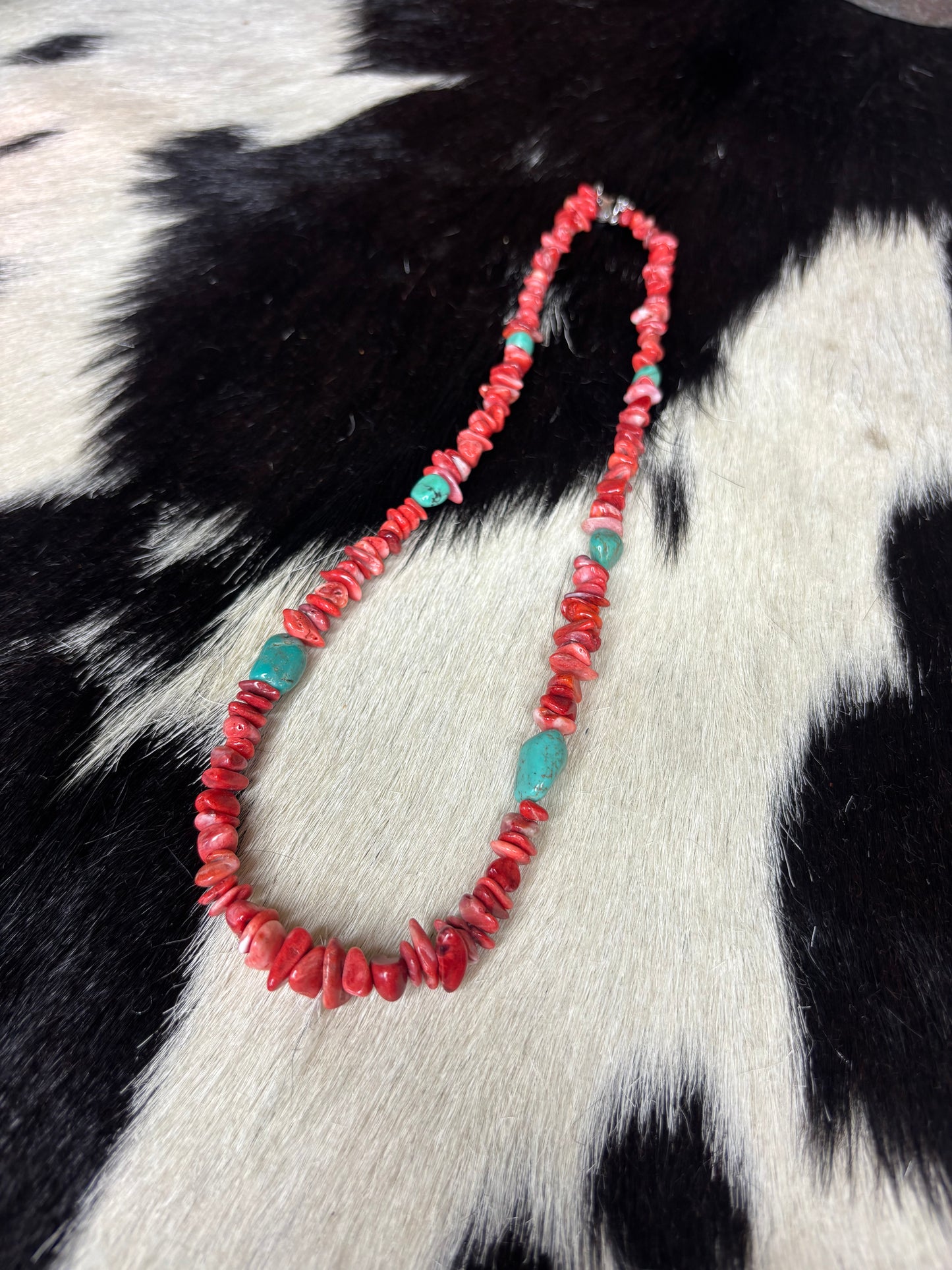 Red Spiny & Turquoise Necklace