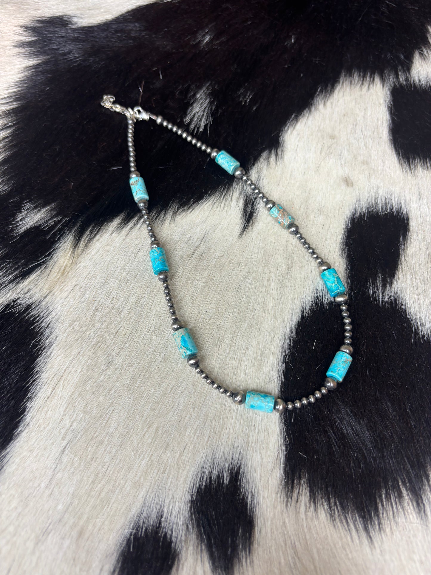 Sterling Silver Genuine Turquoise Necklace