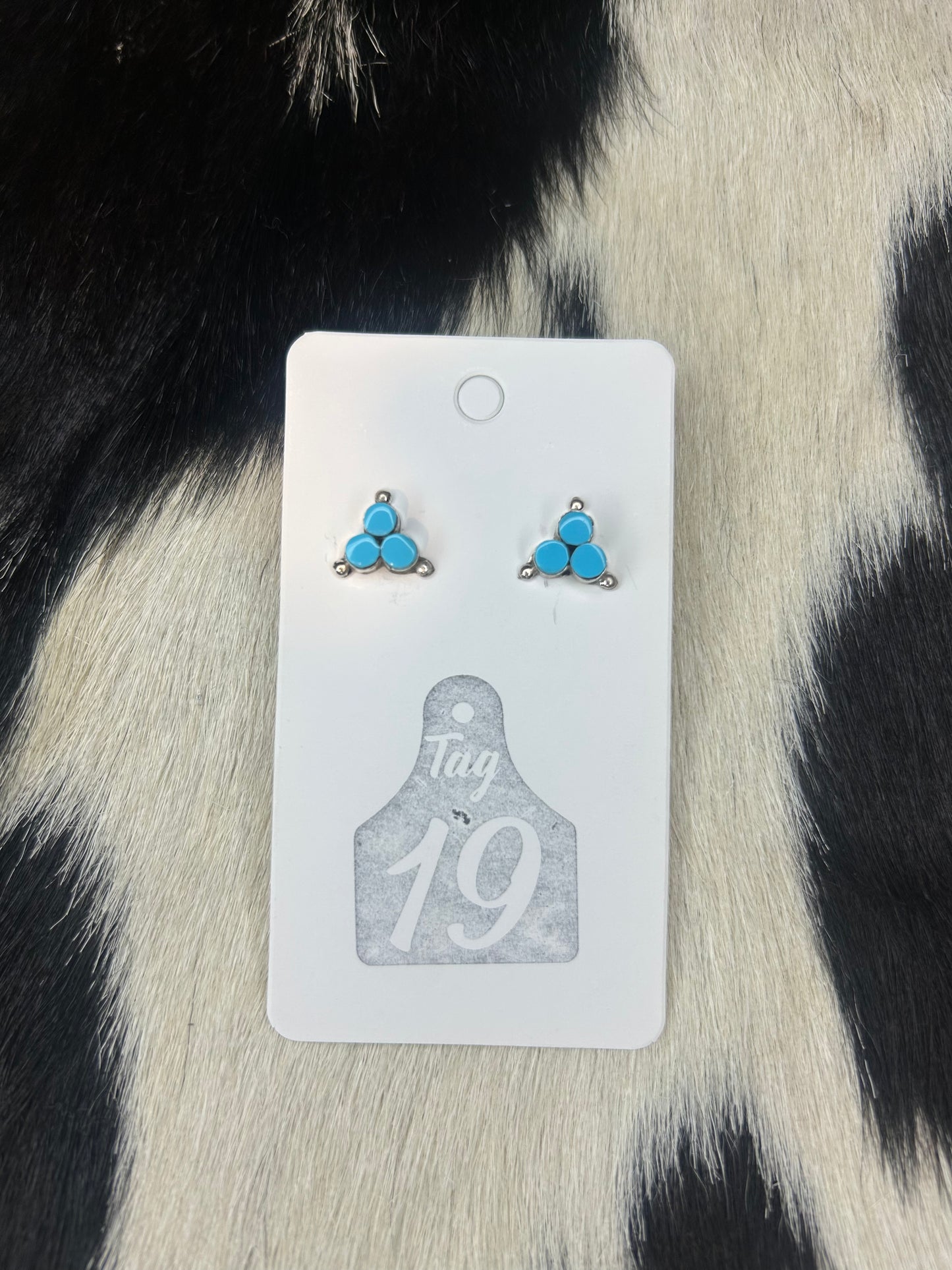 Turquoise 3 Stone Stud Earrings