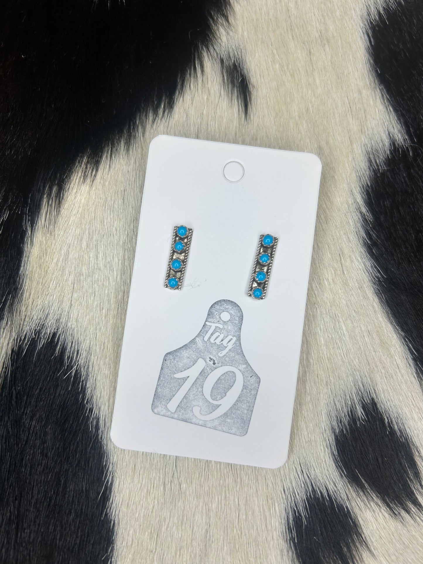4 Stone Turquoise Bar Earrings