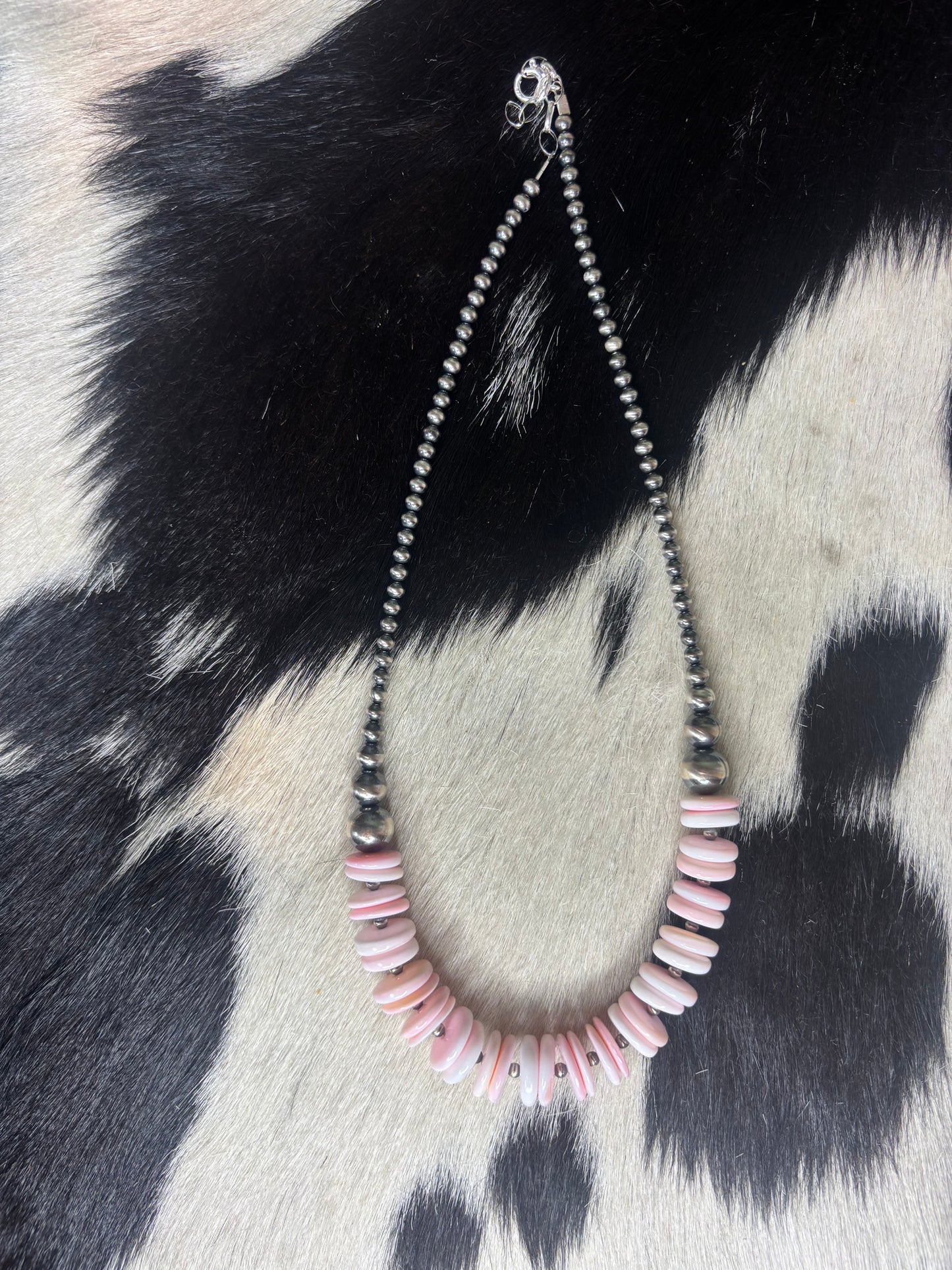 Sterling Silver Graduated Pink Conch Necklace