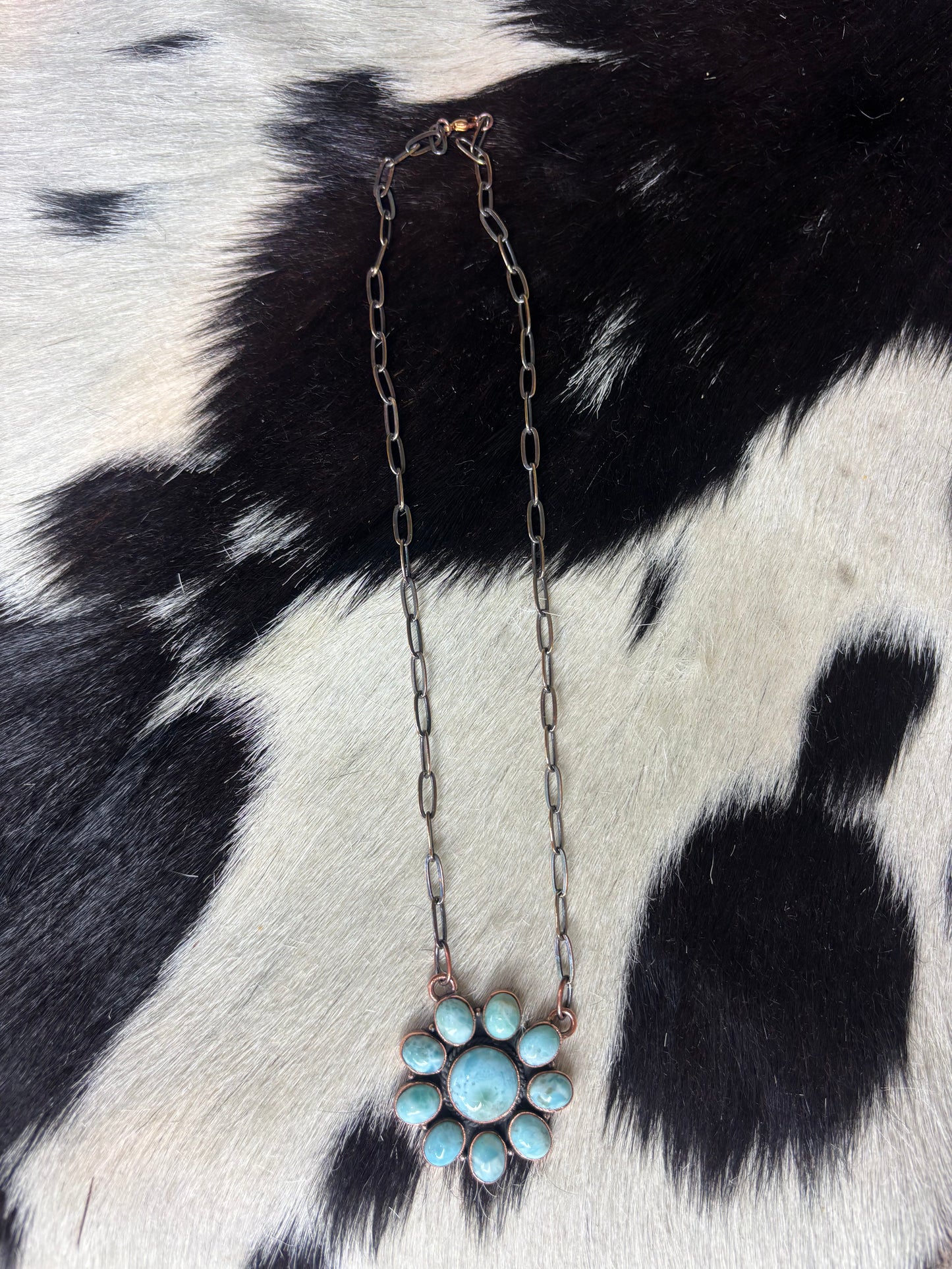 Copper Turquoise Cluster Necklace