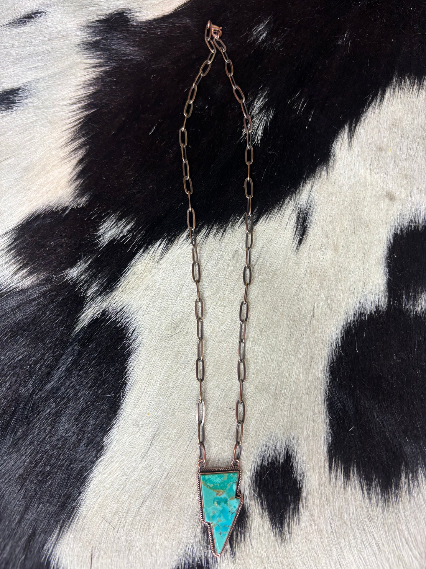 Copper Turquoise Lighting Bolt Necklace