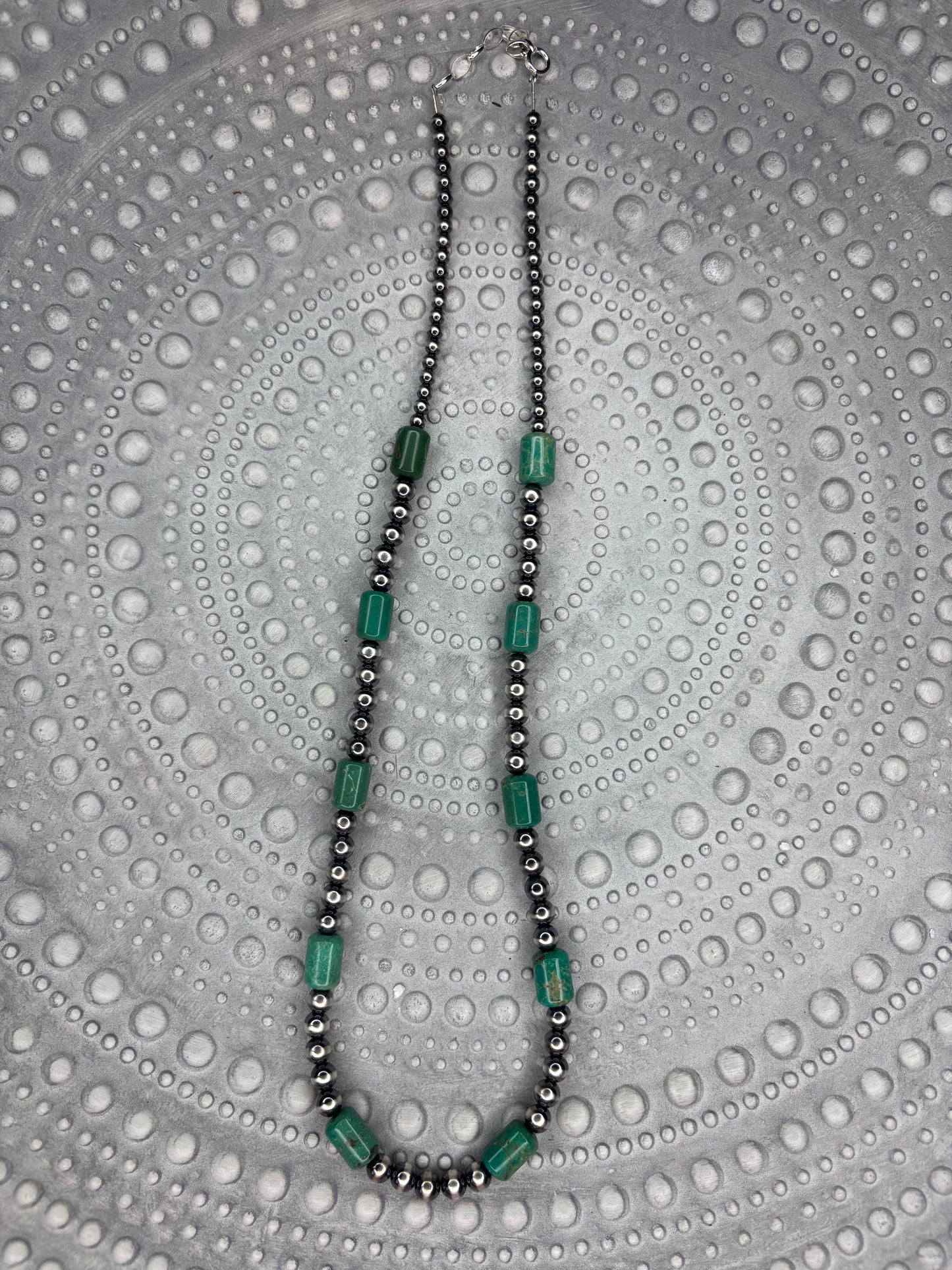 Sterling Silver Turquoise Barrels Necklace
