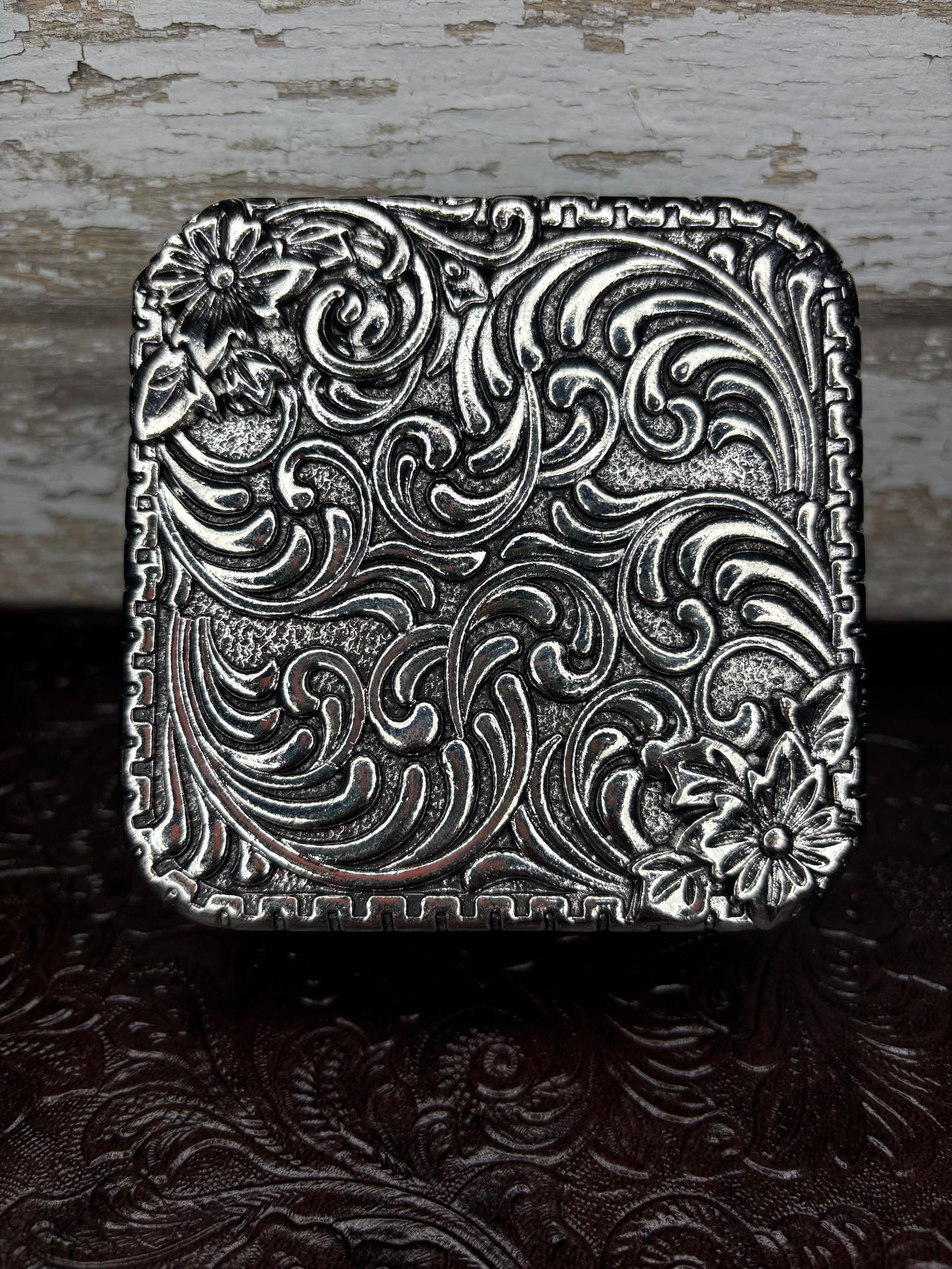 Metal Tooled Jewelry Box