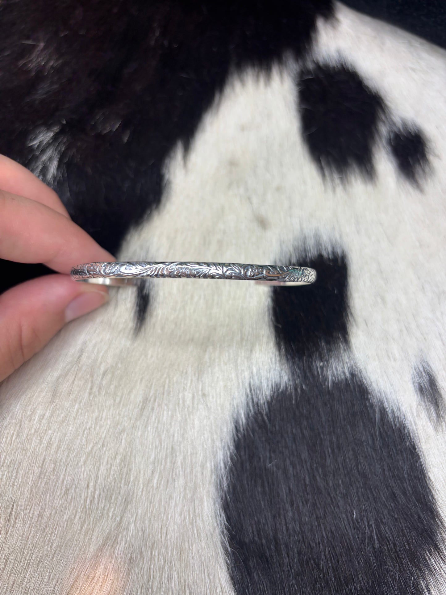 Tooled Floral Sterling Silver Cuff