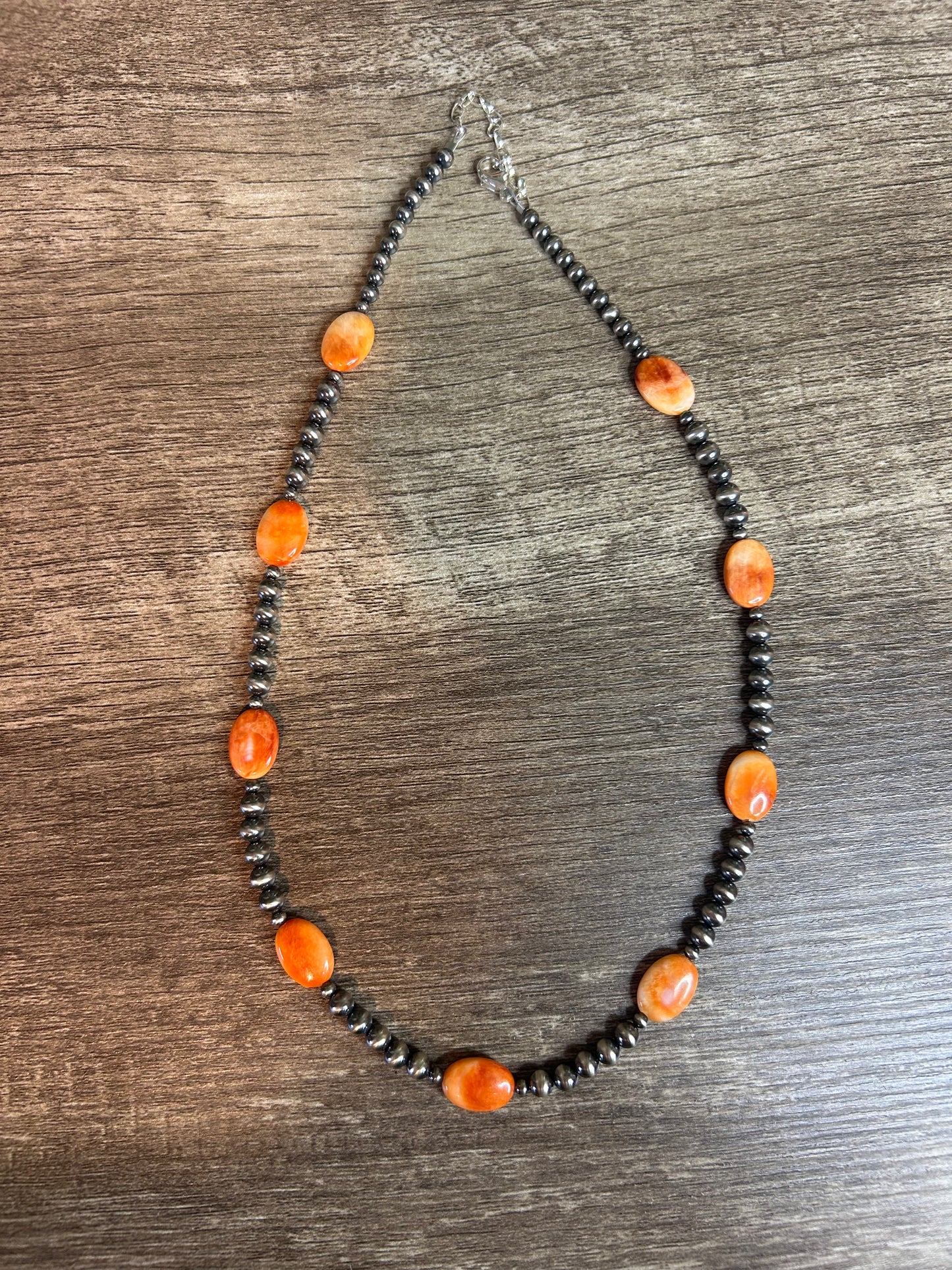 Oval Orange Spiny Necklace