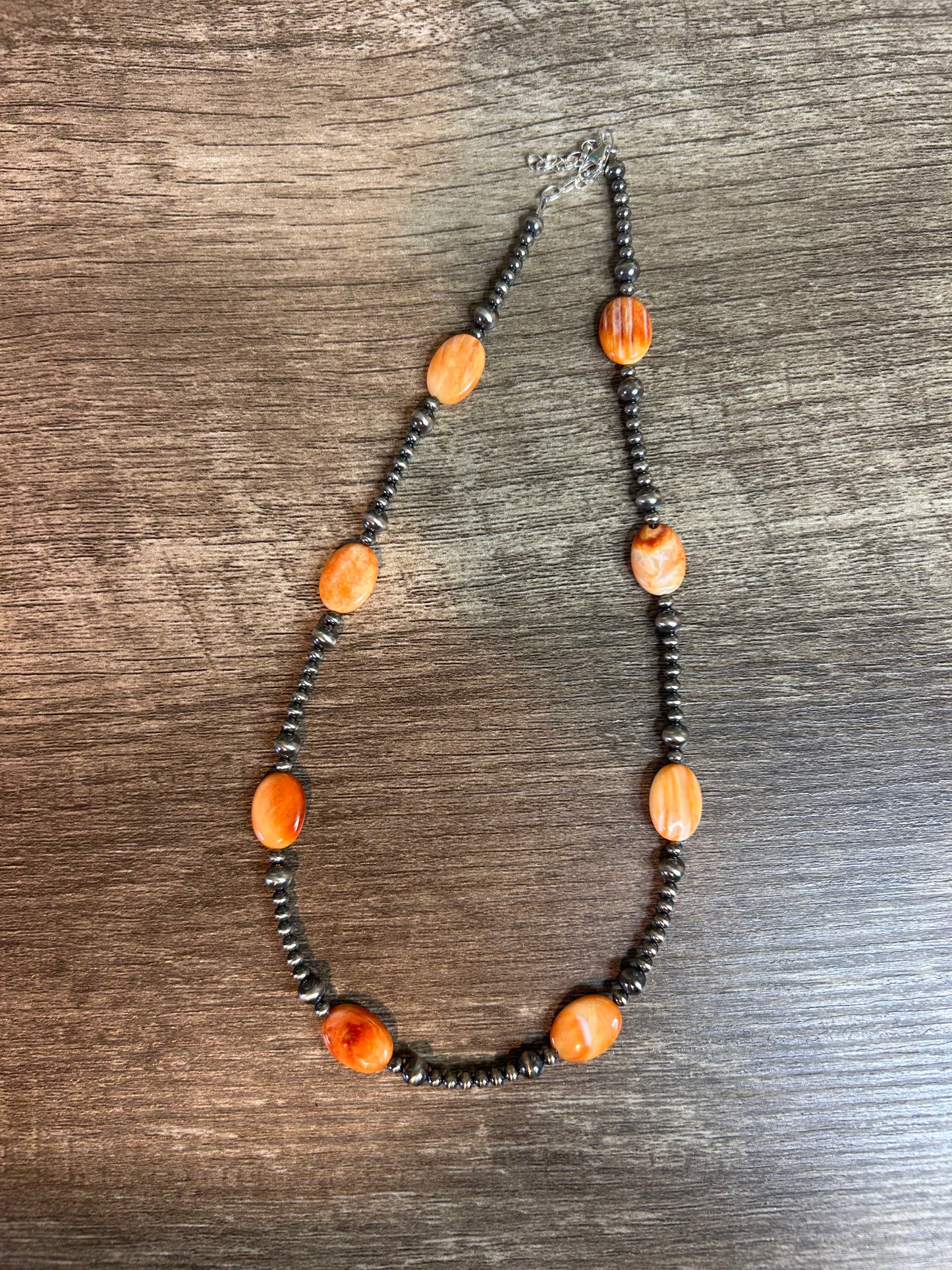 Oval Orange Spiny Necklace
