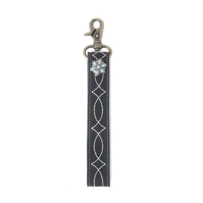 Black Boot Stitch Key Fob
