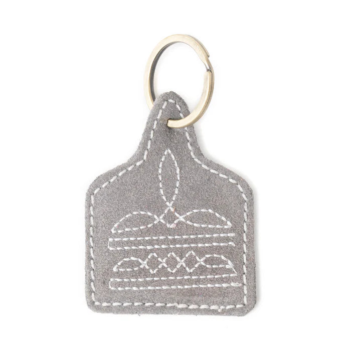 Grey Boot Stitch Tag Fob