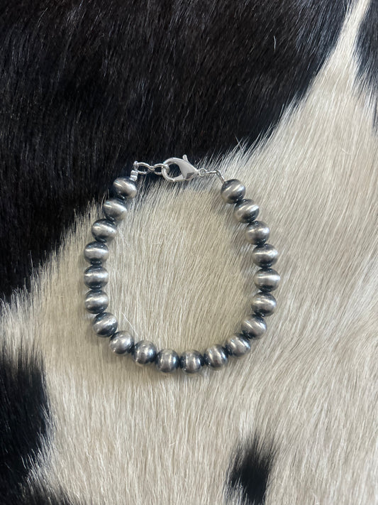 8mm Silver Plated Copper Pearl Bracelet