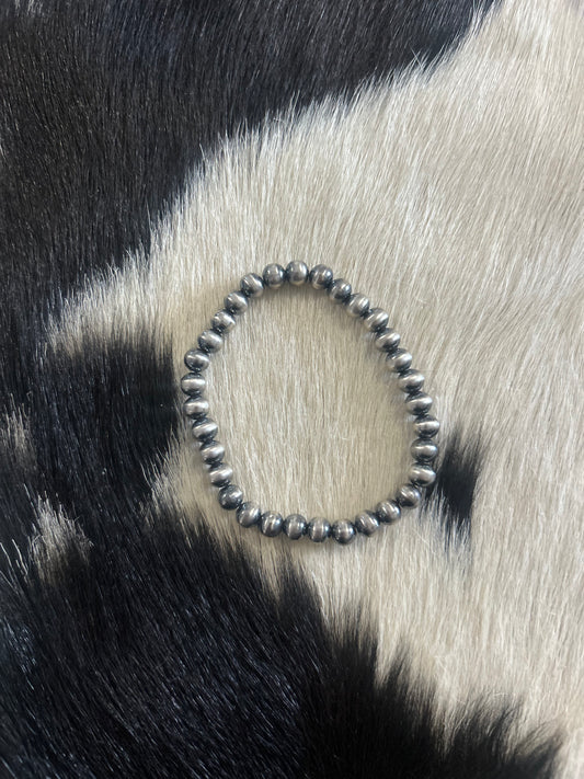 6mm Silver Plated Copper Pearls Bracelet