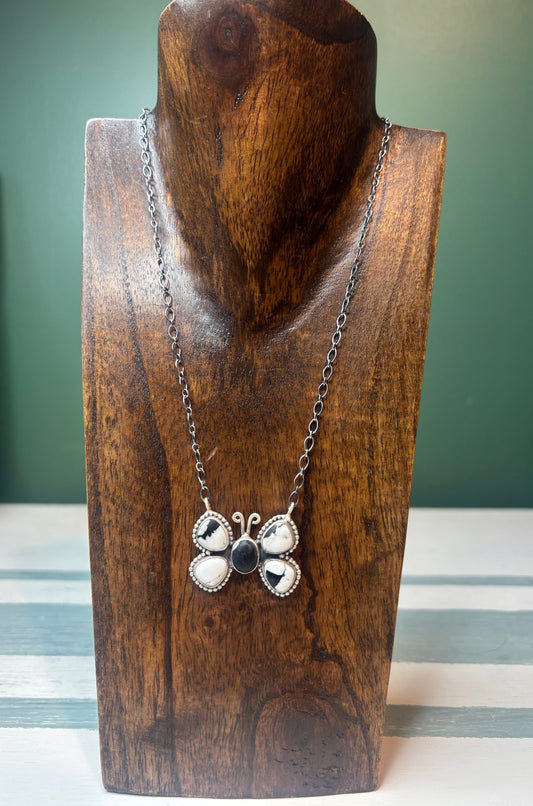 White Buffalo Butterfly Necklace