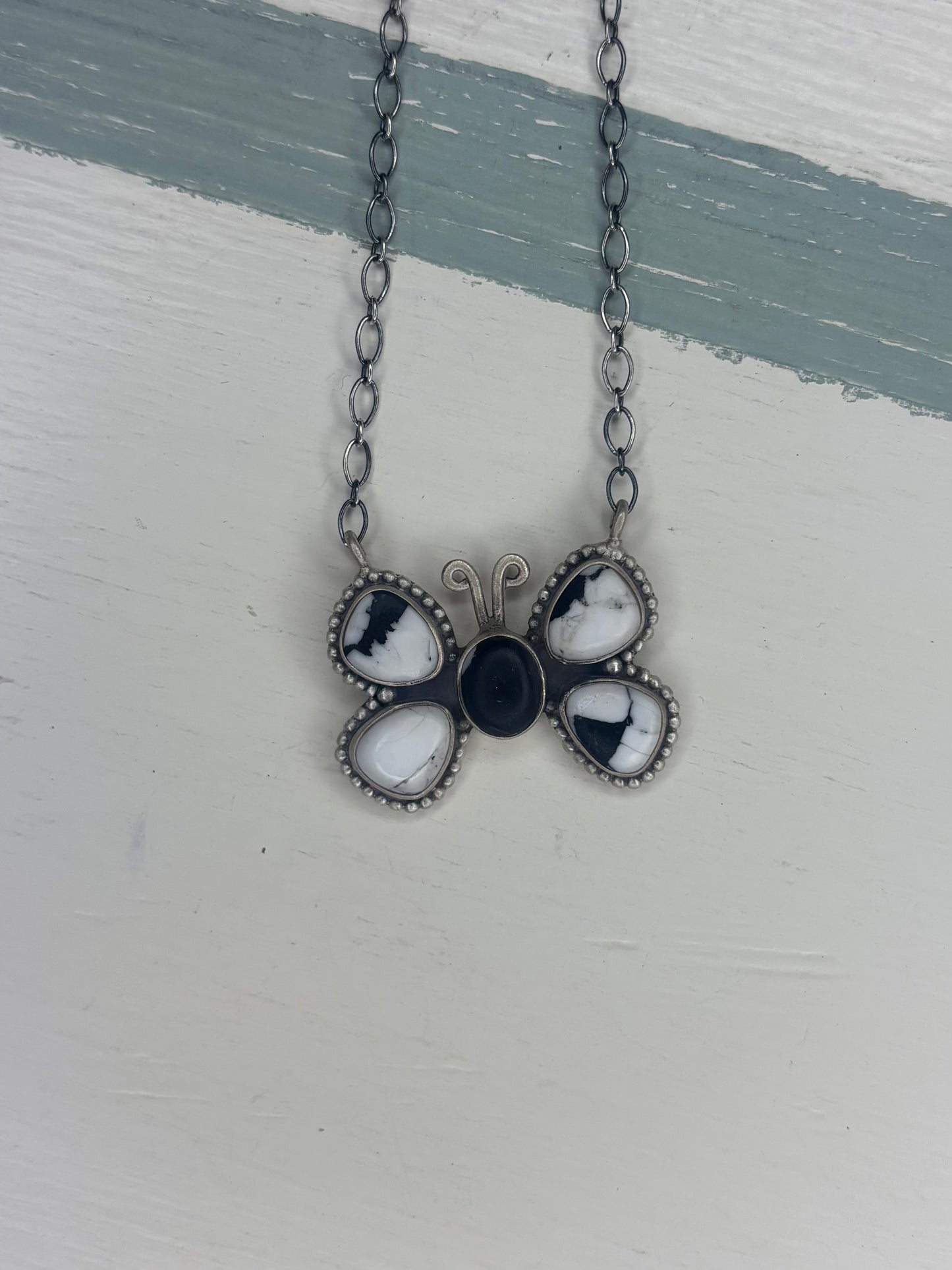 White Buffalo Butterfly Necklace